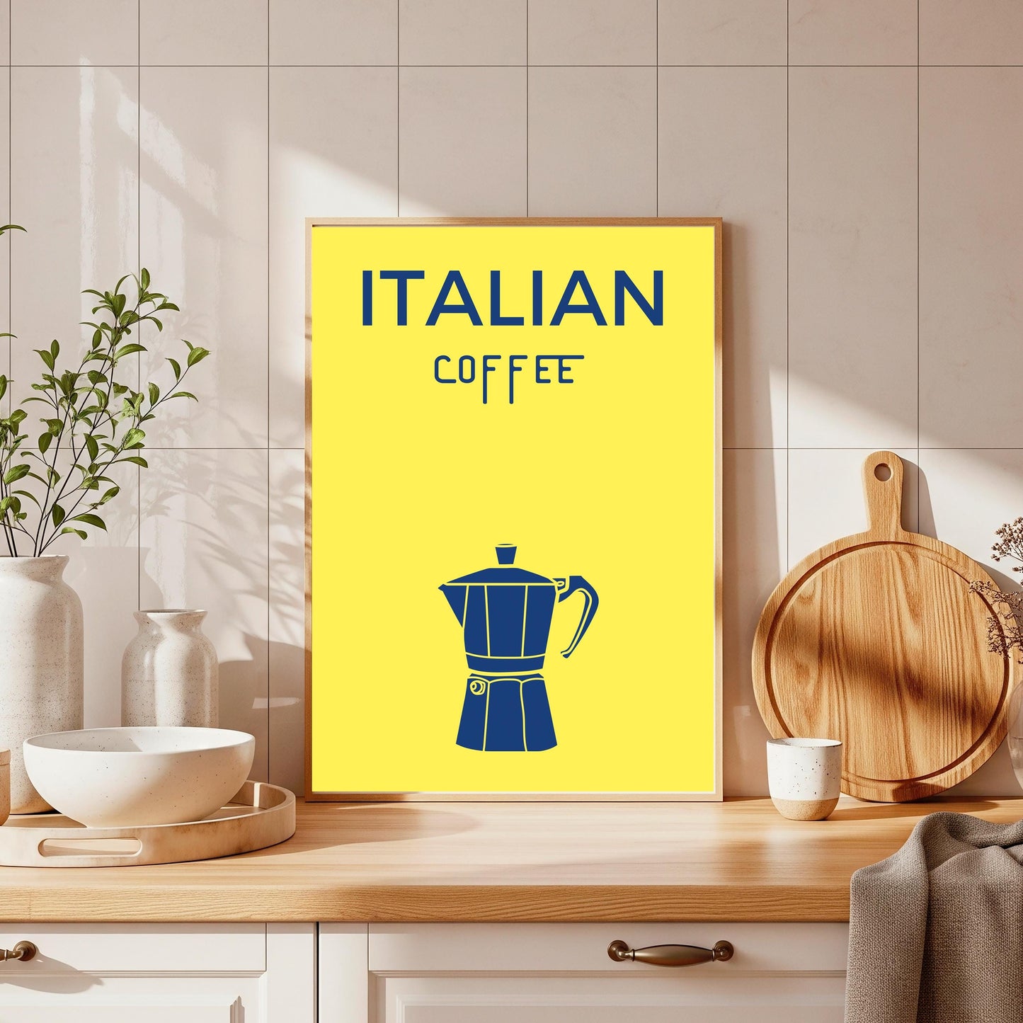 Italian Coffee Print: Modern Espresso Maker Wall Art