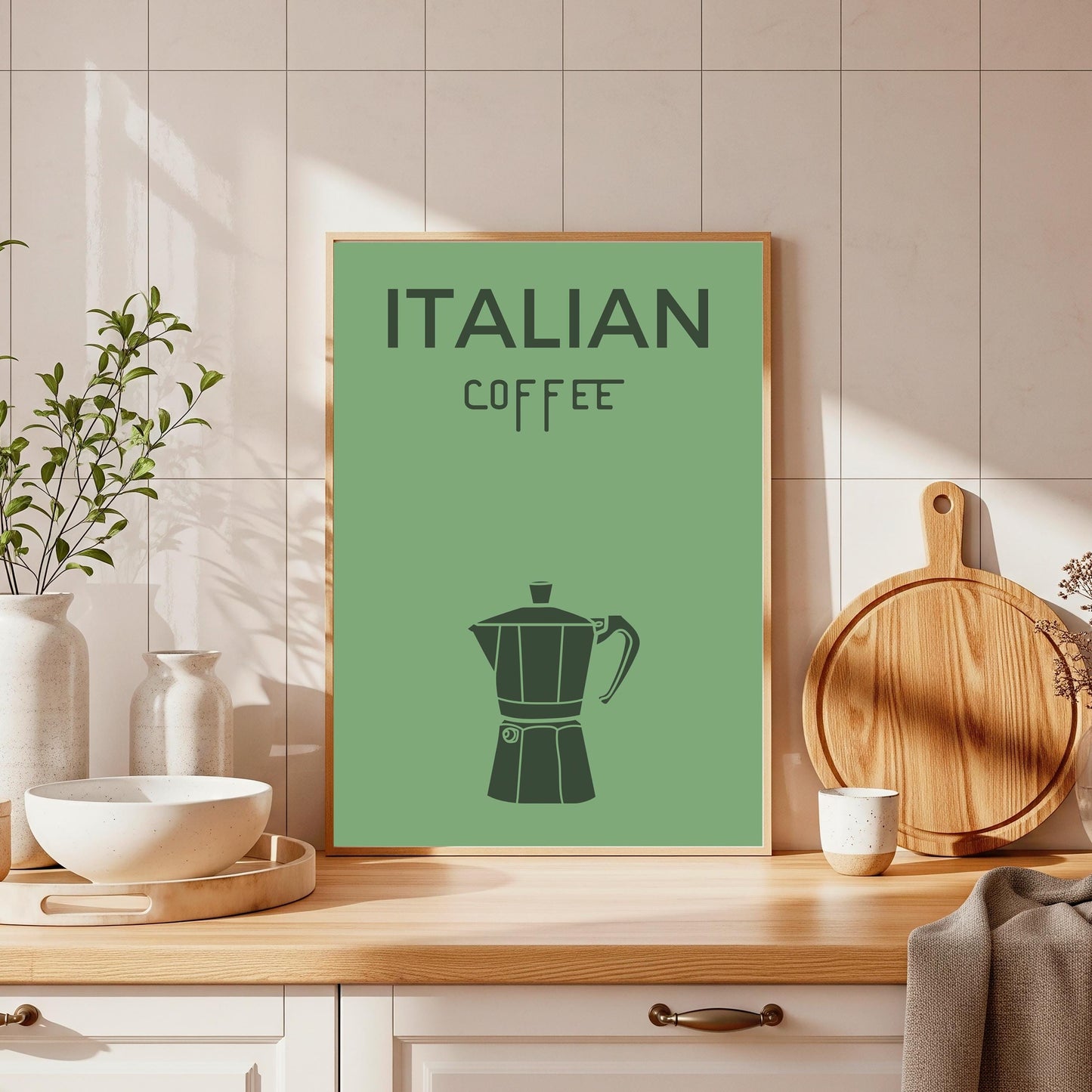 Italian Coffee Print: Modern Espresso Maker Wall Art