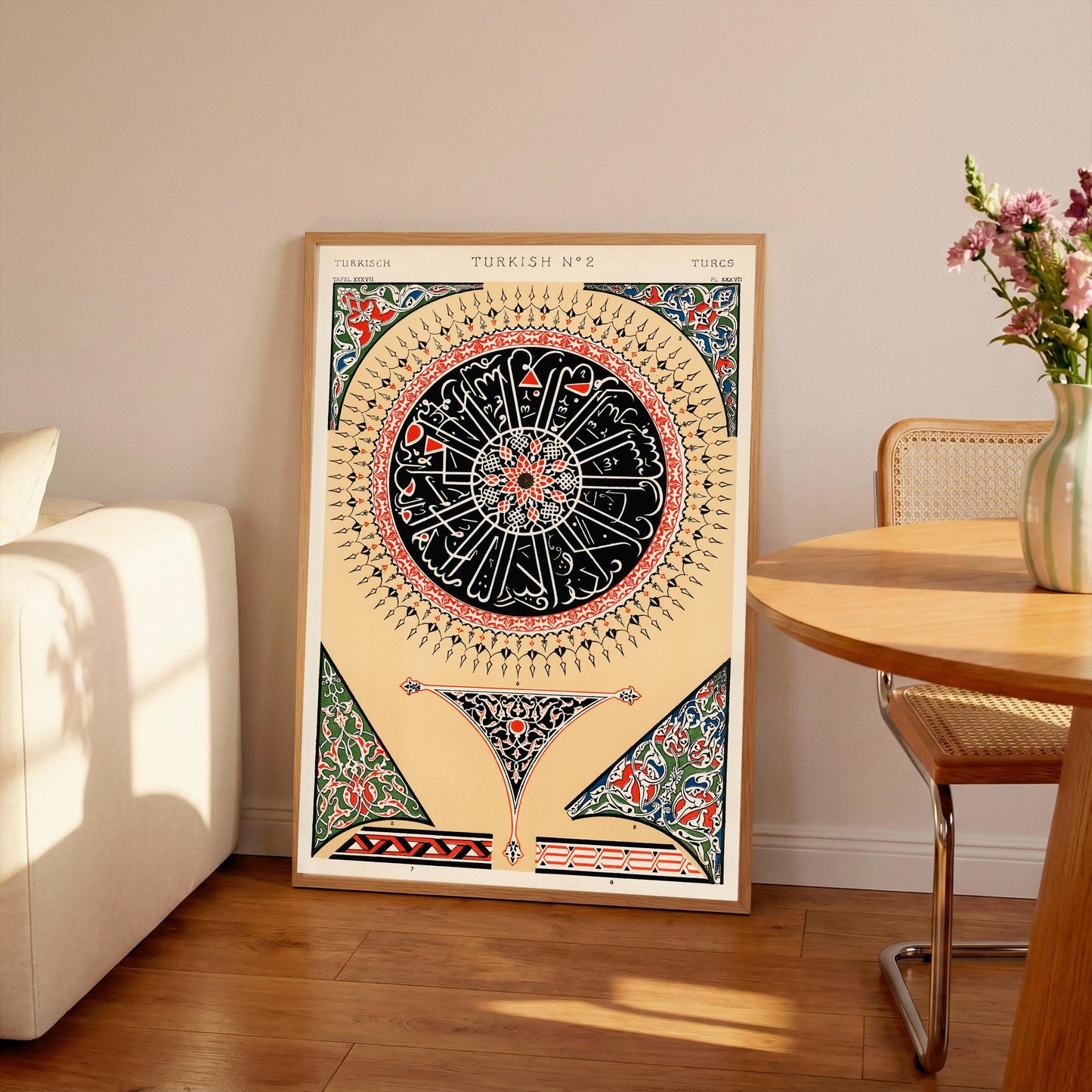 Vintage Turkish Ornament Print: Islamic Arabesque Art Poster