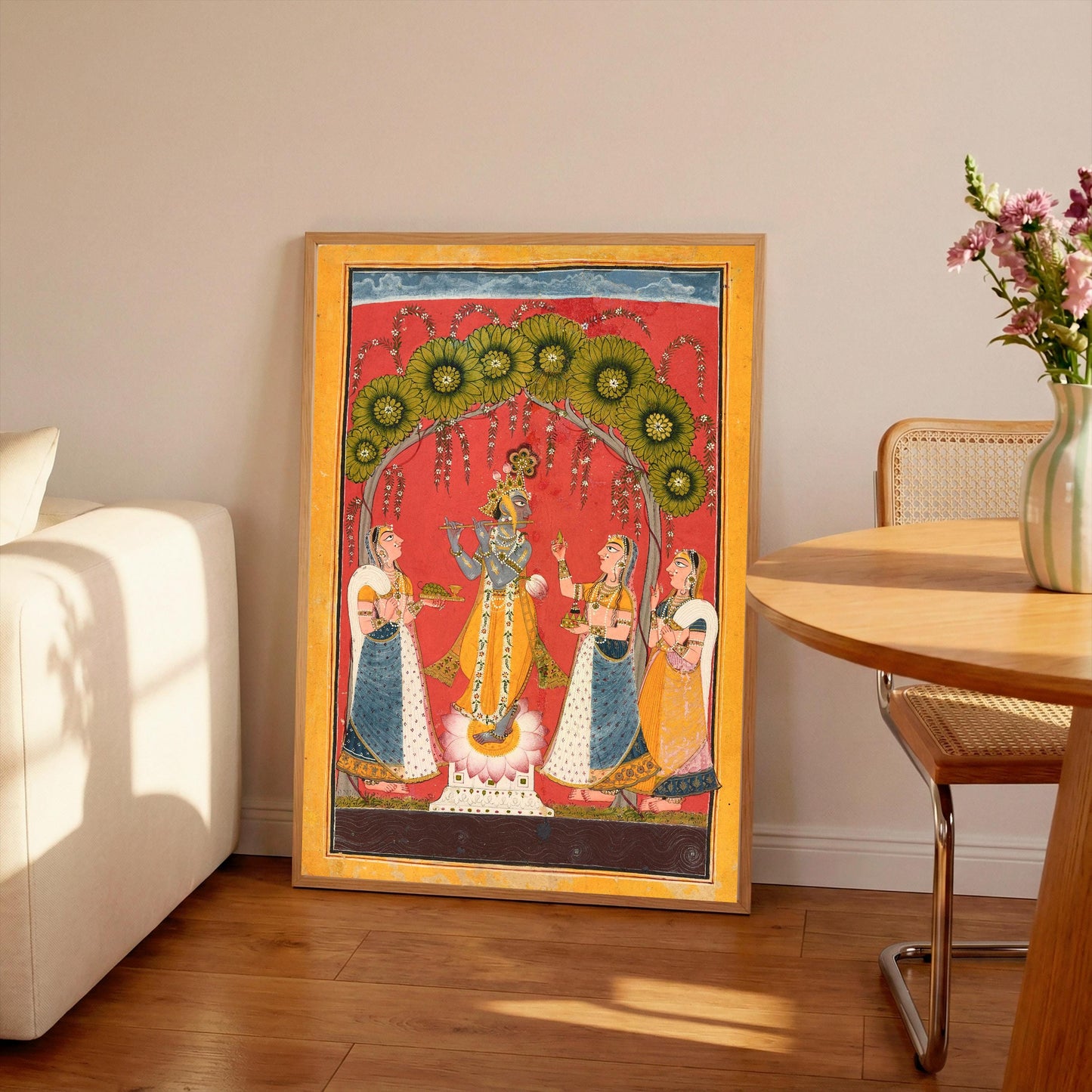 Krishna Fluting Print: Vintage Indian Art, Dasavatar Series (A4/A3)
