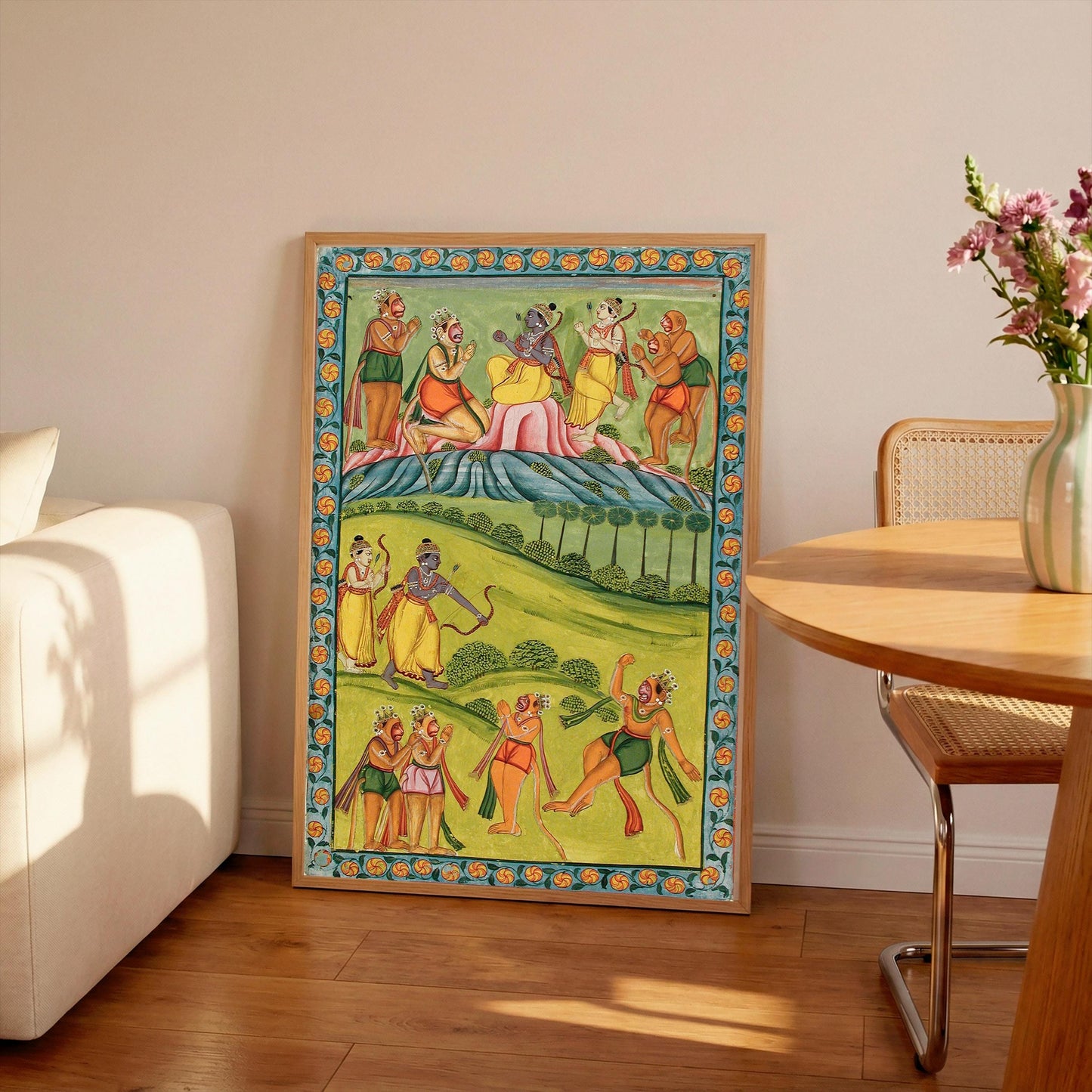 Rama Kills Vali Print: Vintage Indian Art (A4/A3 Portrait)
