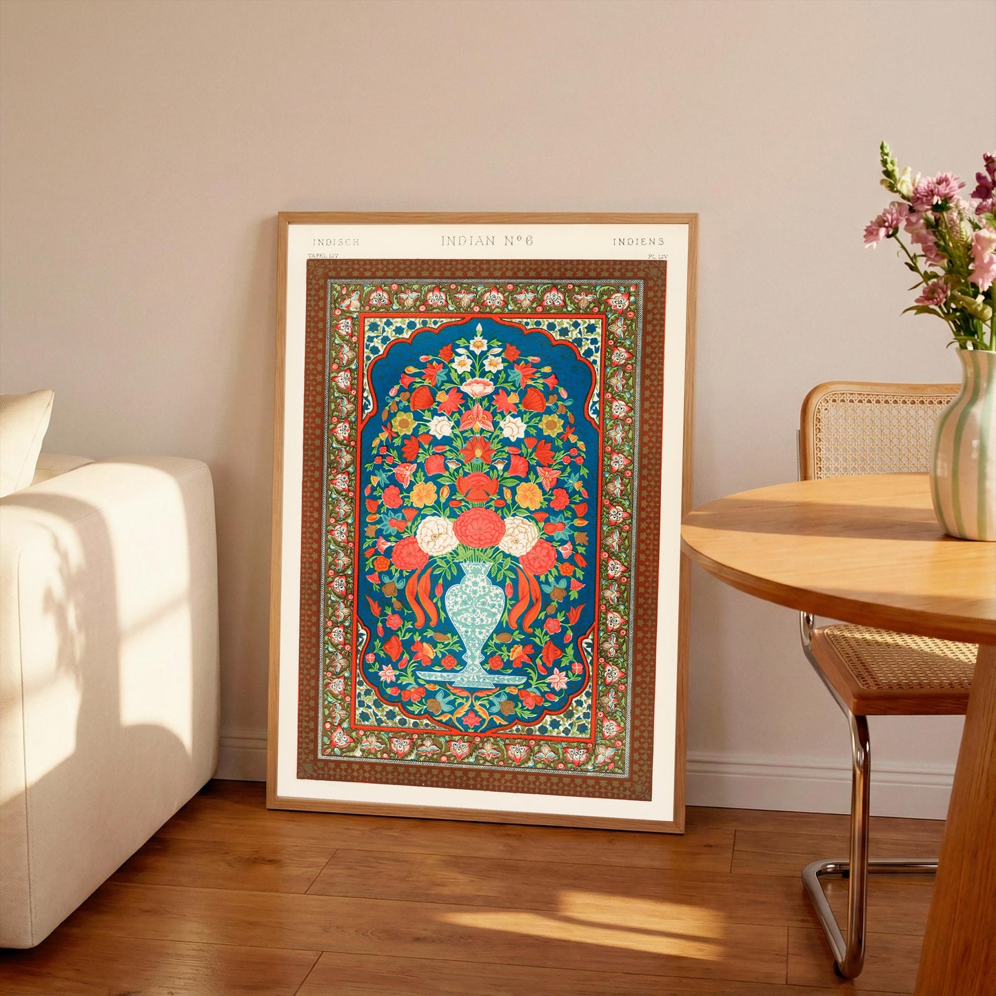 Vintage Indian Flower Vase Art Print: Owen Jones Artwork