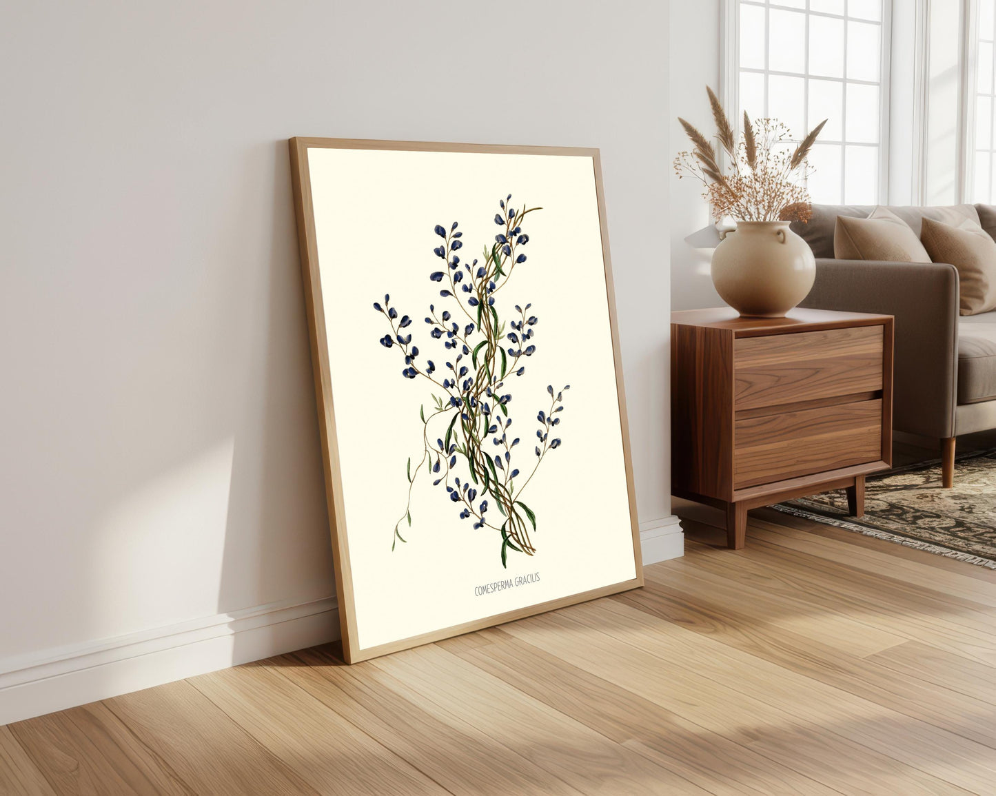 Joseph Paxton Botanical Print: Blue Floral Wall Art