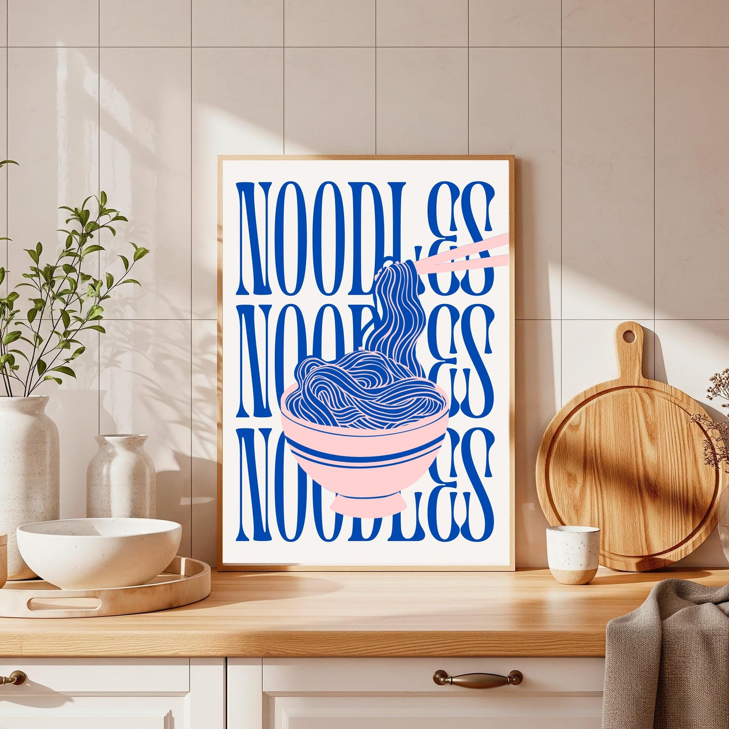 Noodles Kitchen Poster: Retro Food Print, Colourful Wall Art
