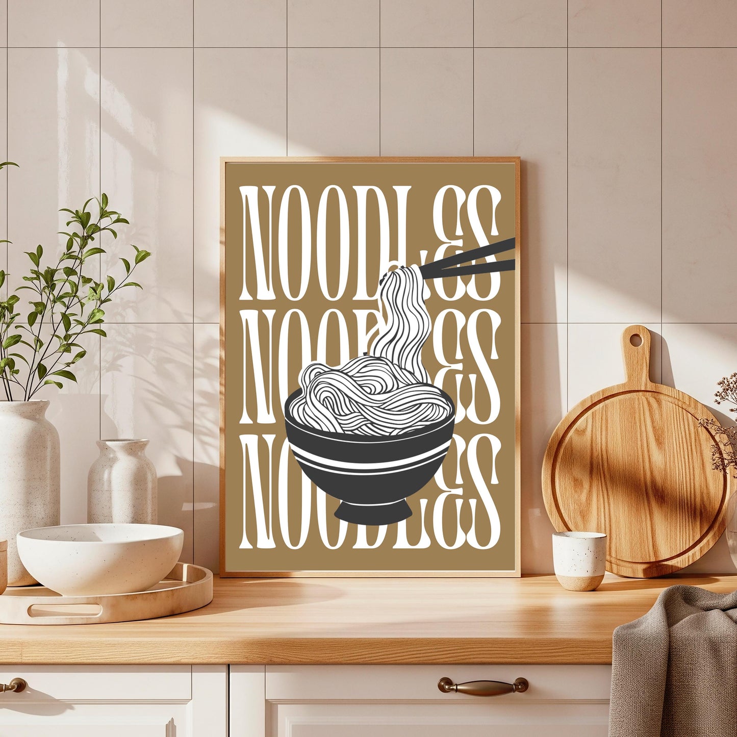 Noodles Kitchen Poster: Retro Food Wall Art Print
