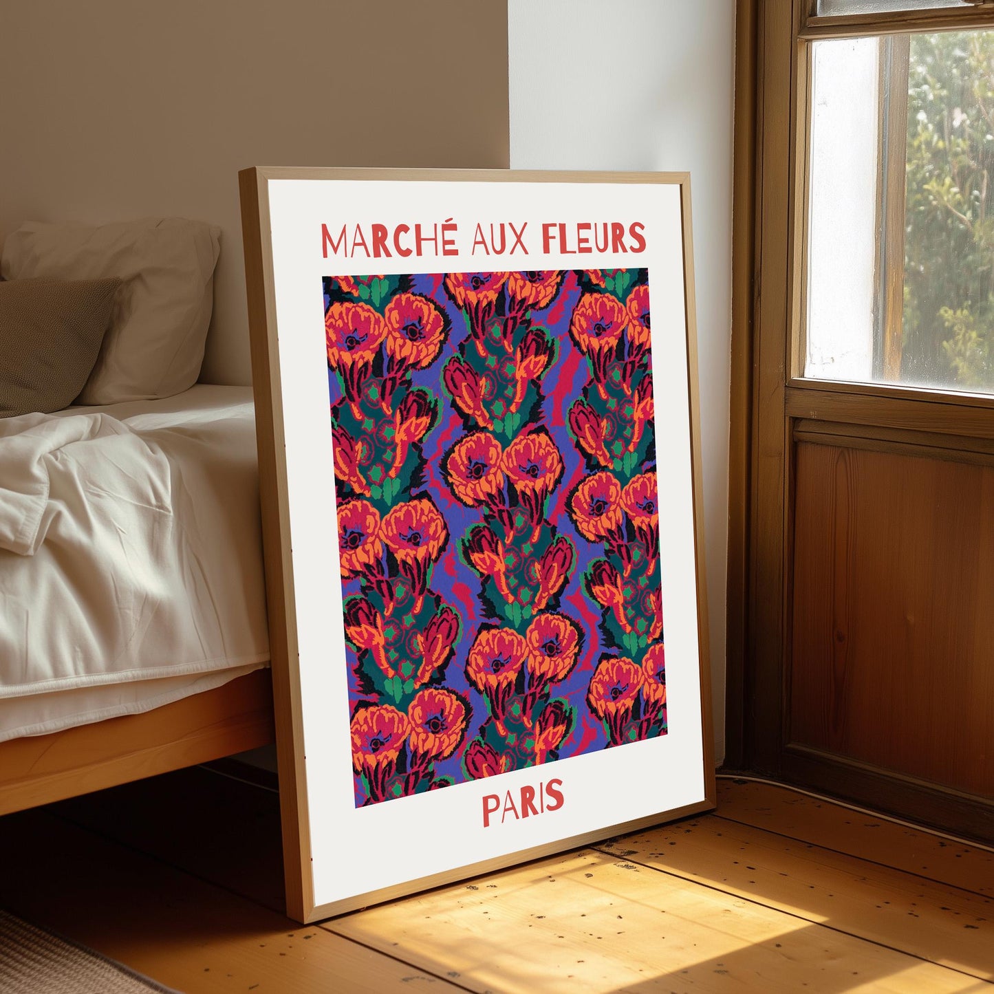 Marché aux Fleurs Vintage Print: Parisian Flower Market Wall Art