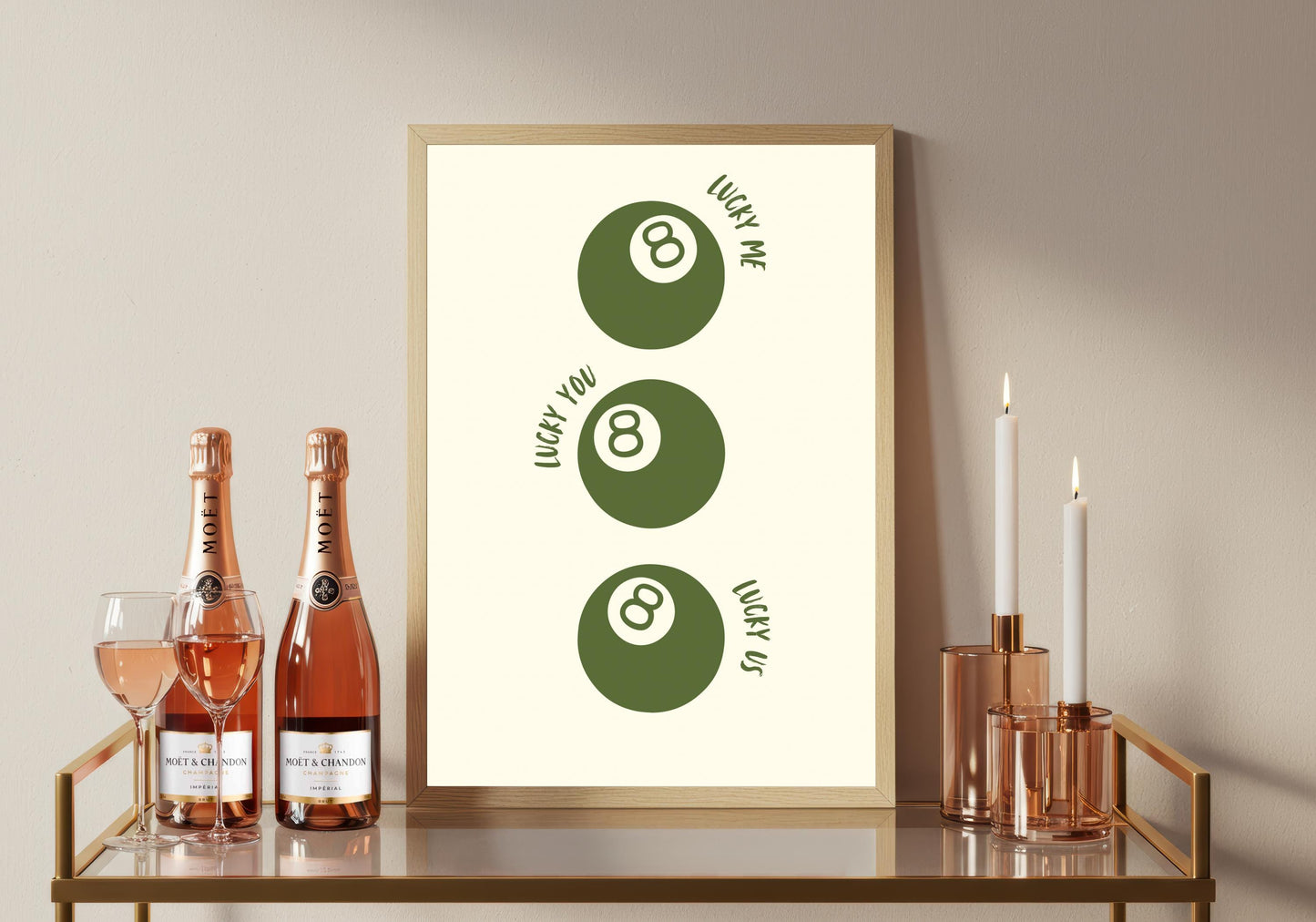 Lucky No 8 Snooker Ball Print: Retro Minimalist Wall Art
