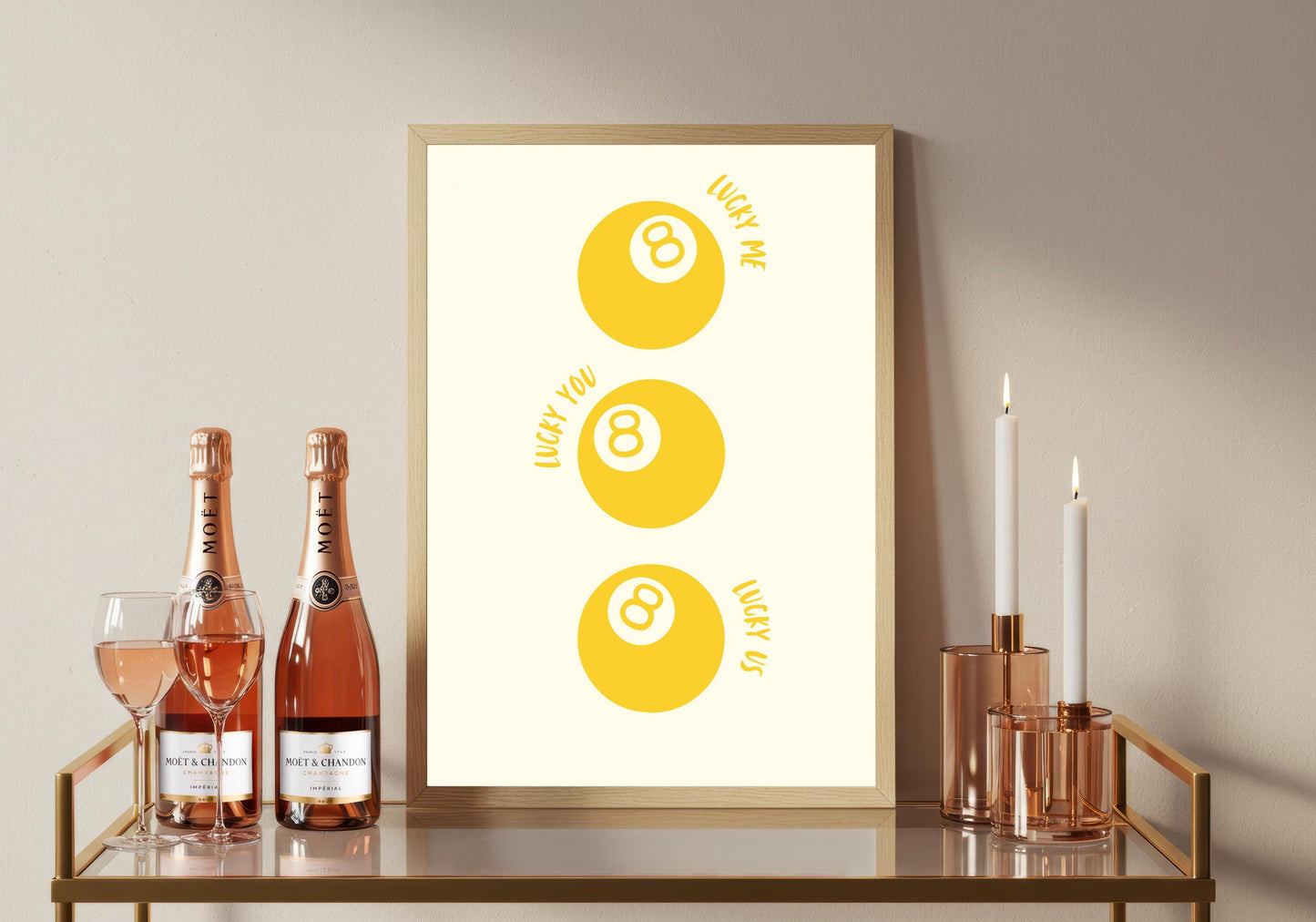 Lucky No 8 Snooker Ball Print: Retro Minimalist Wall Art