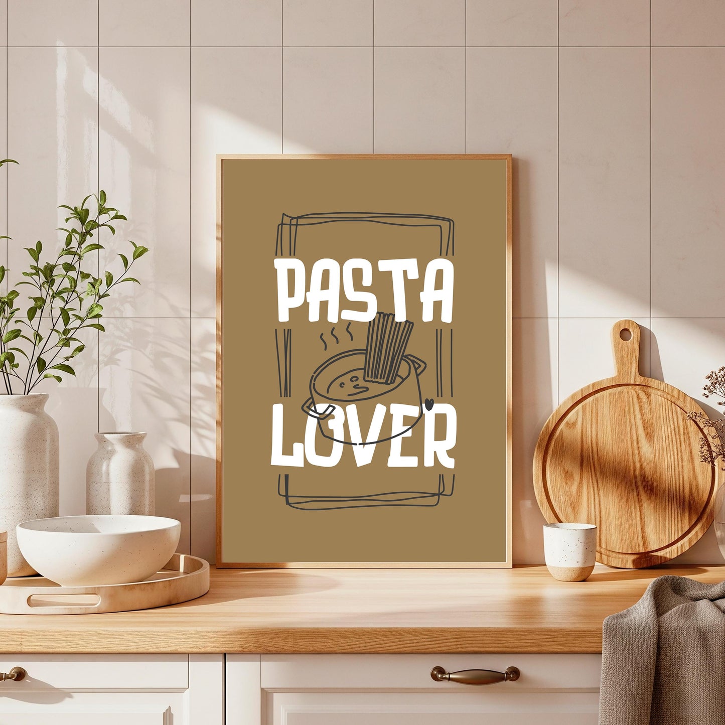 Pasta Lover Kitchen Print: Retro Food Poster