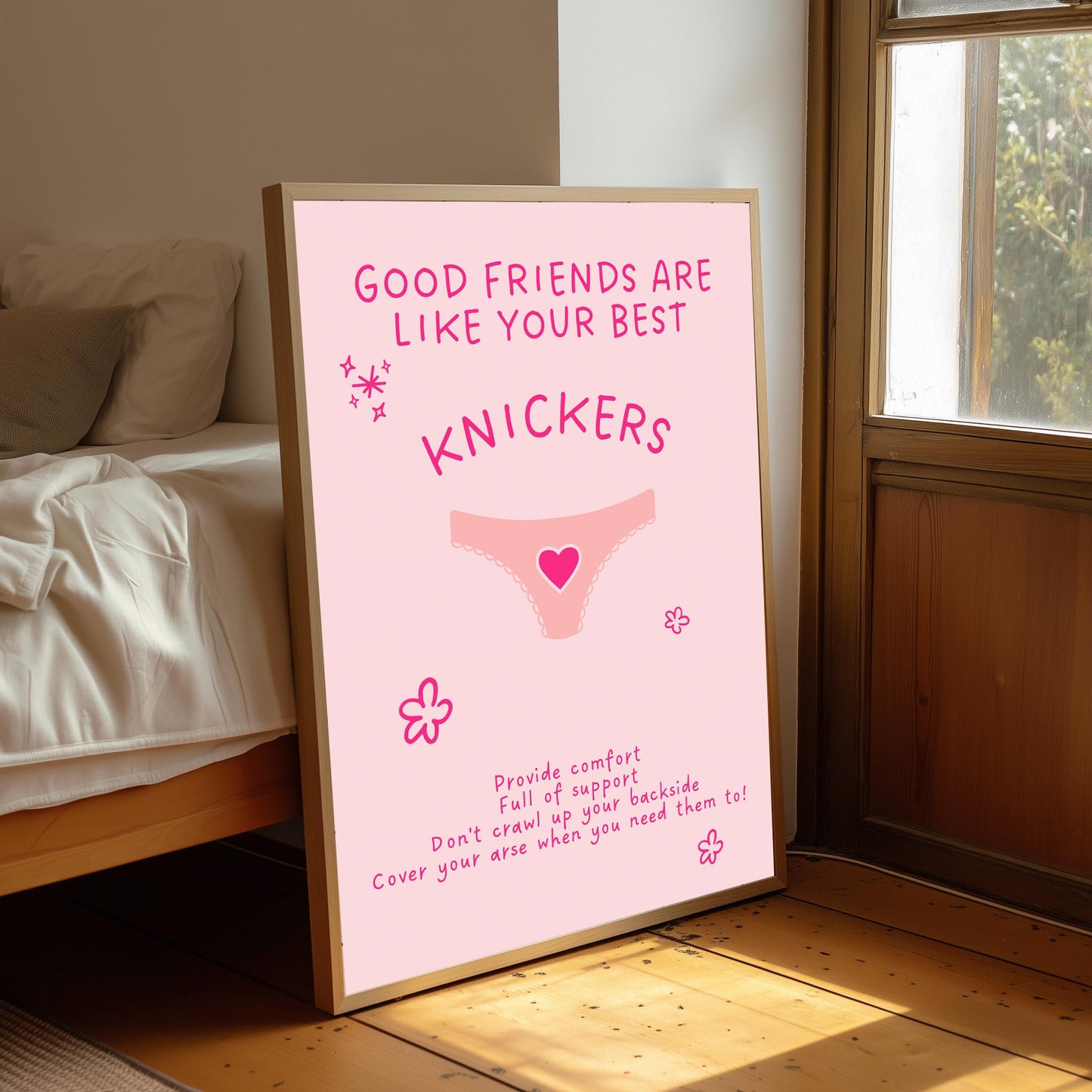 Pink Bedroom Wall Art: Good Friends (A4/A3/A2/A1)