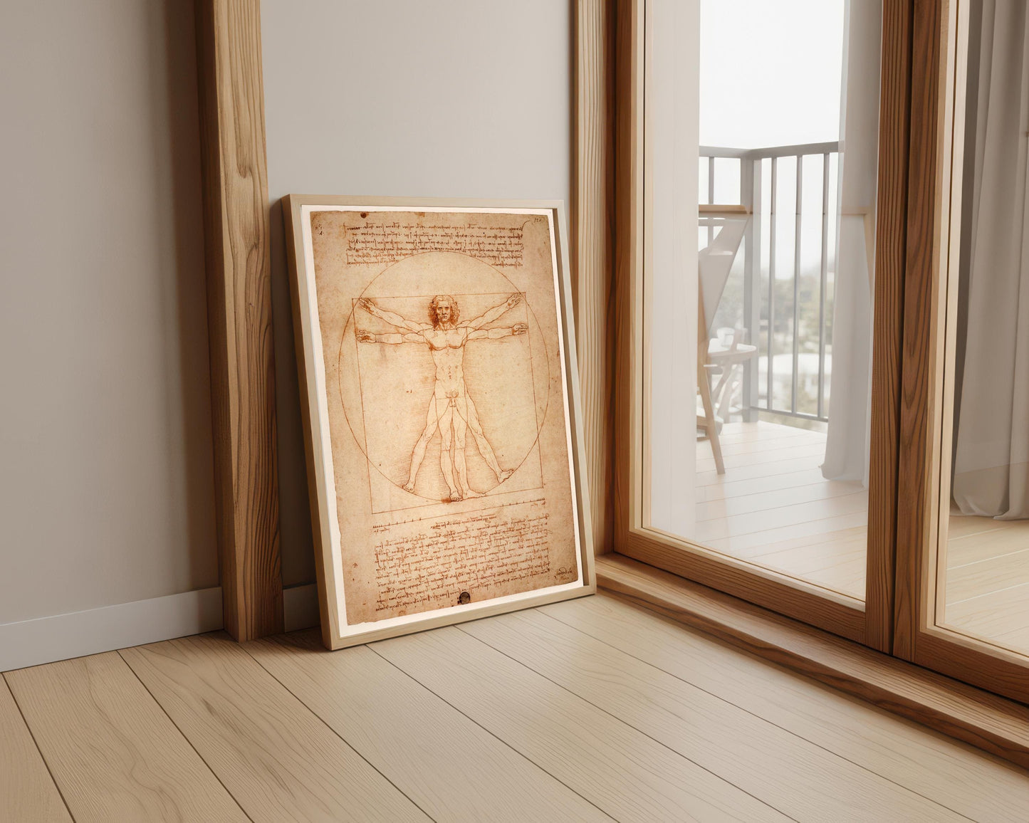 Vitruvian Man drawing by Leonardo Da Vinci, manuscript, renaissance print, poster