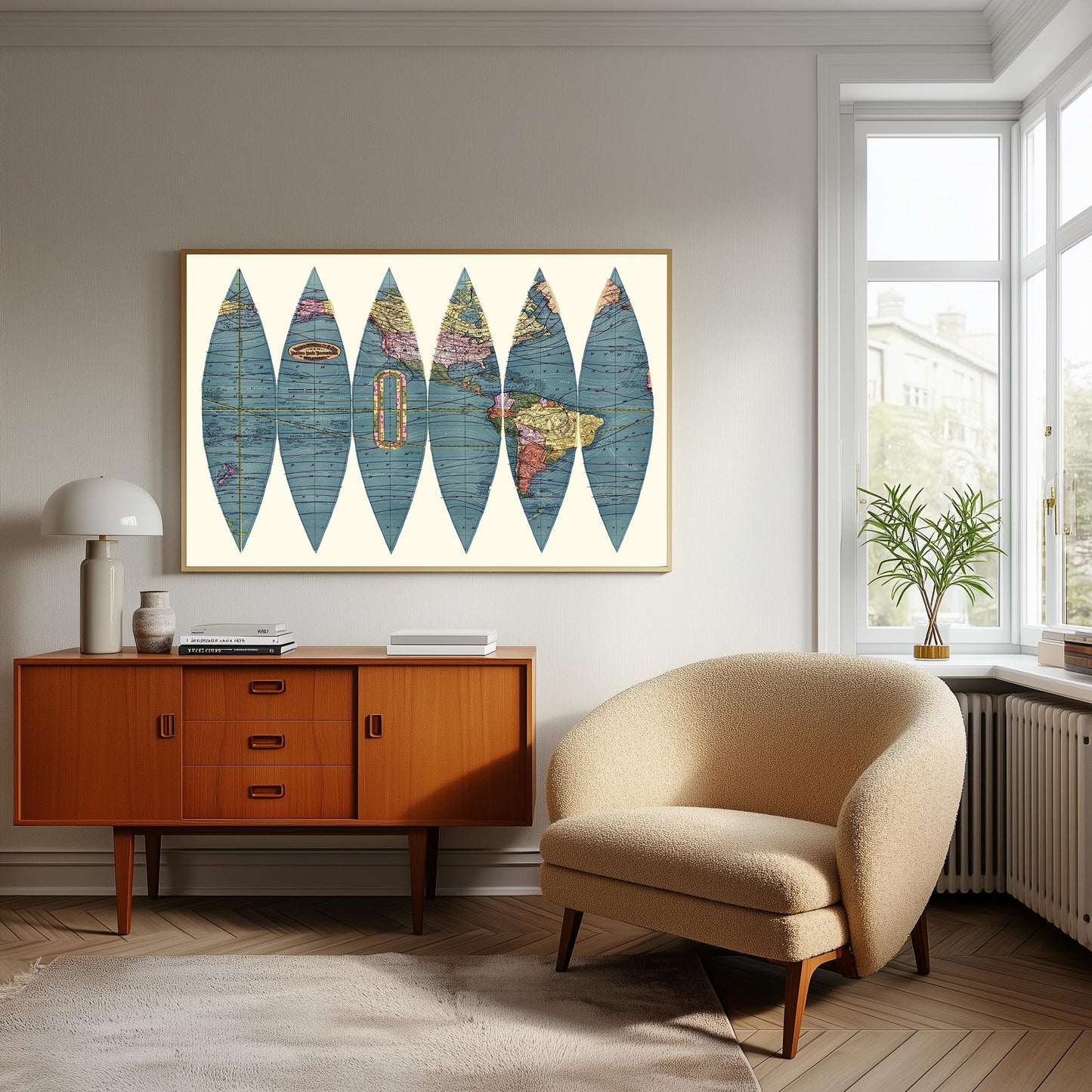 Vintage World Map Print: Terrestrial Globe, Rand McNally Art