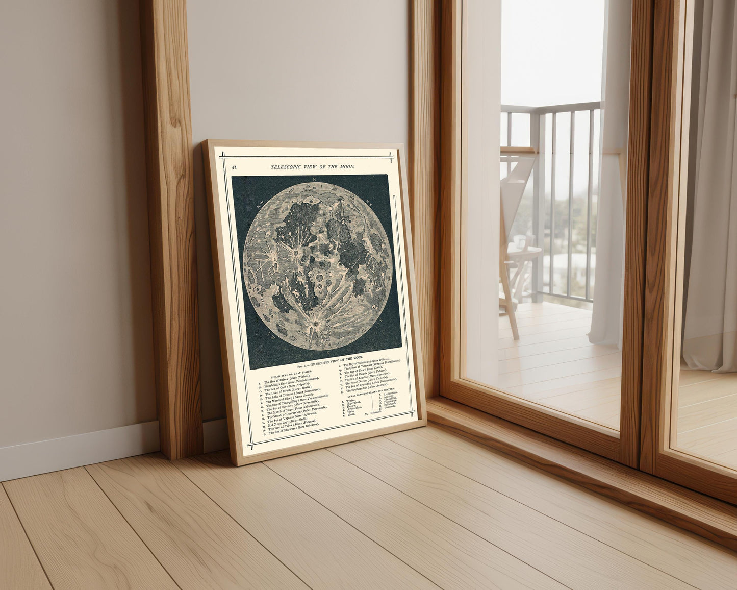 Vintage Moon Map Print: 1866 Antique Lunar Astronomy Poster