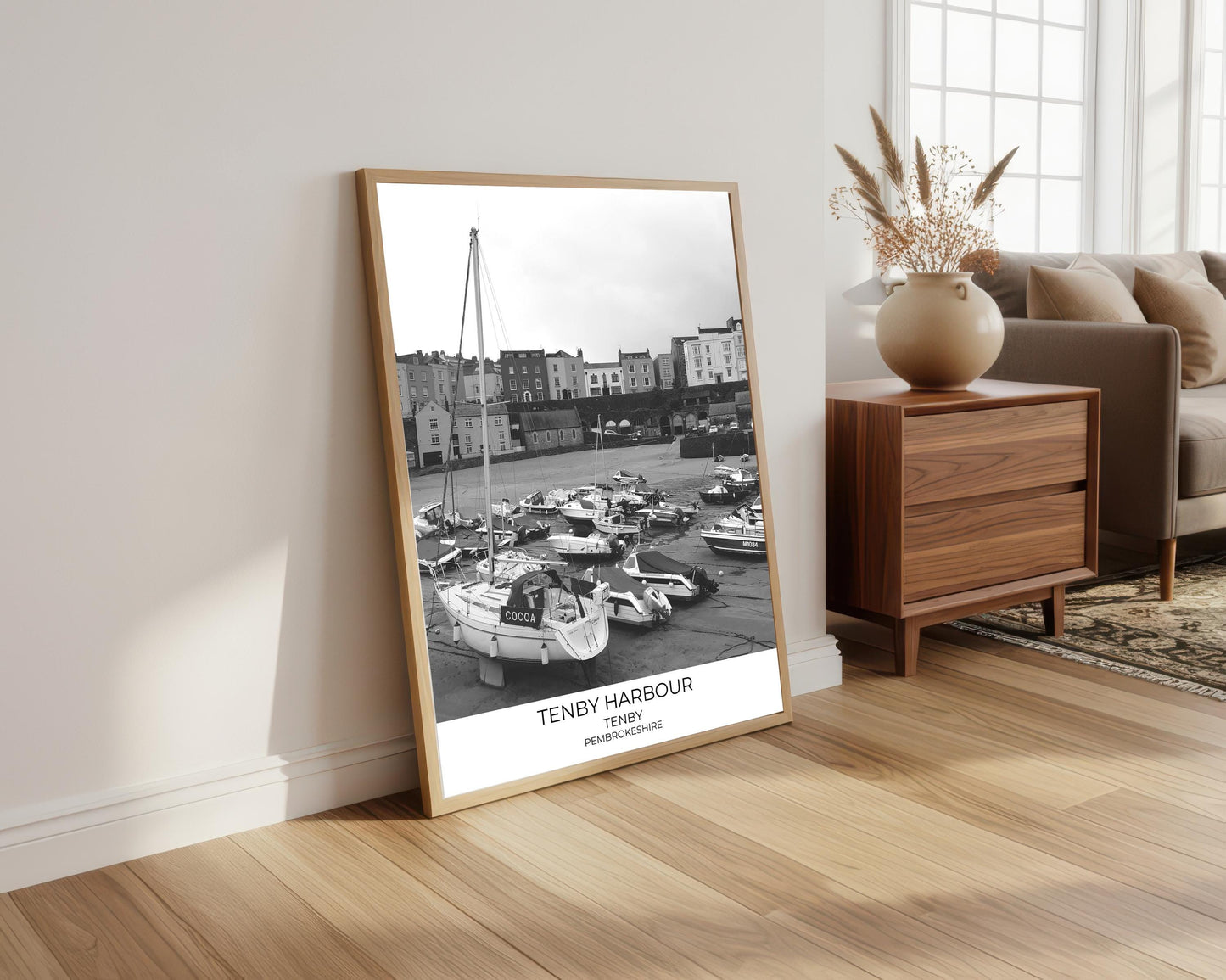 Tenby Harbour Print: Black and White Pembrokeshire Wall Art