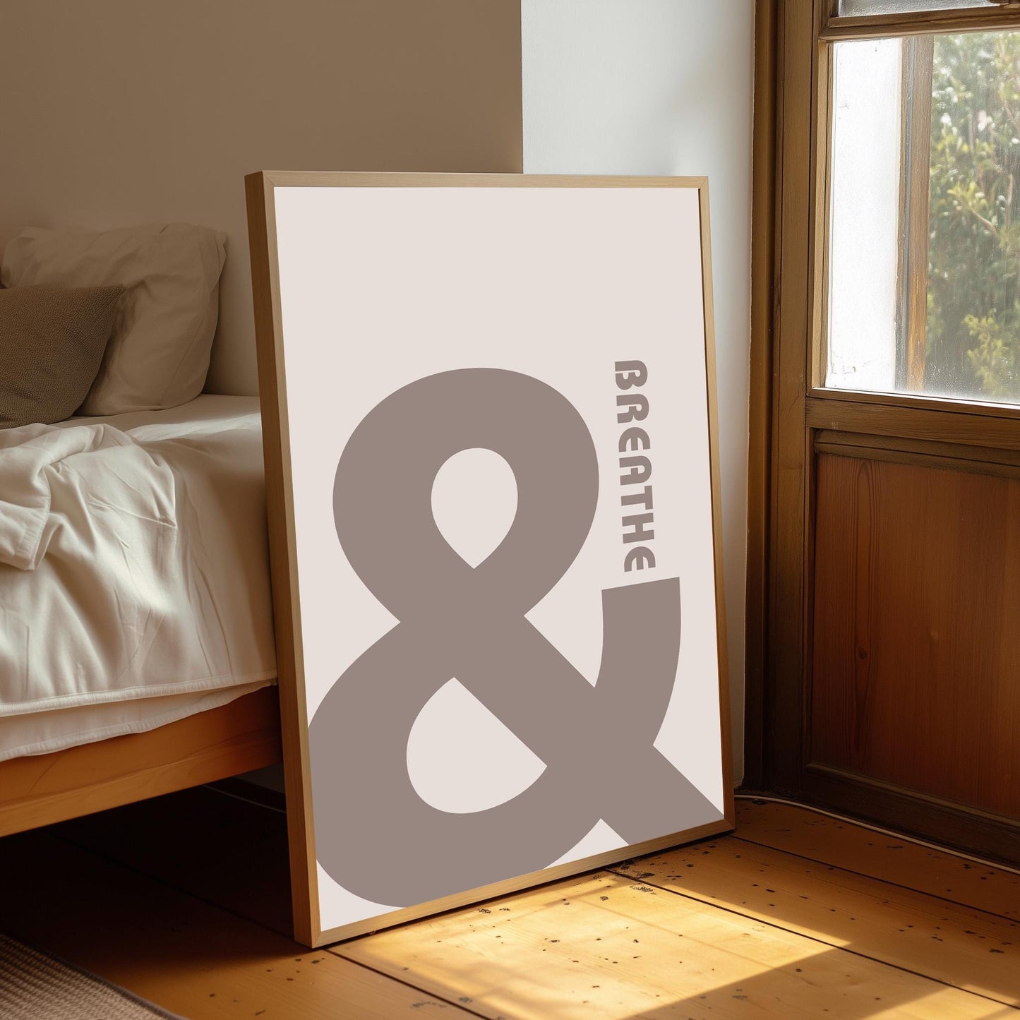 Retro Ampersand Breathe Wall Print: Minimalist Home Decor
