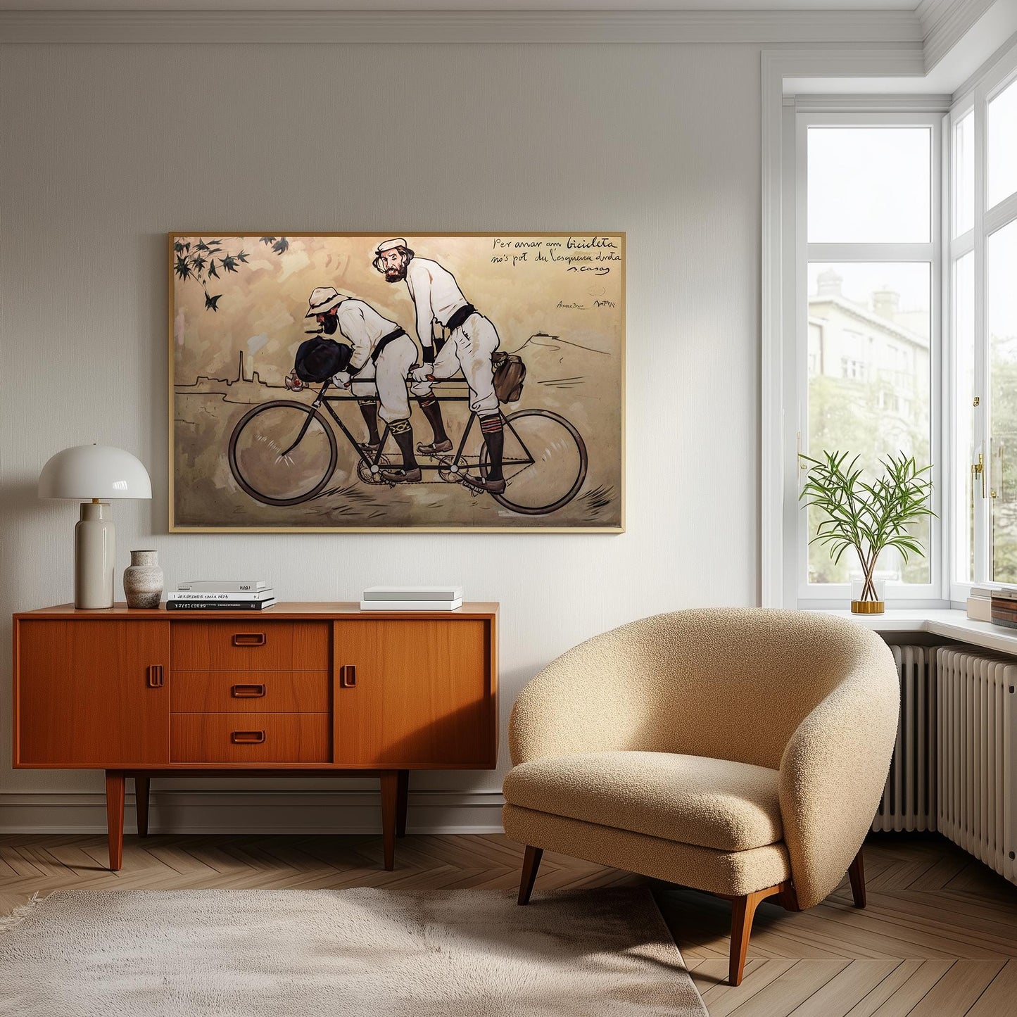 Ramon Casas Tandem Bicycle Print: Vintage Wall Art Reproduction