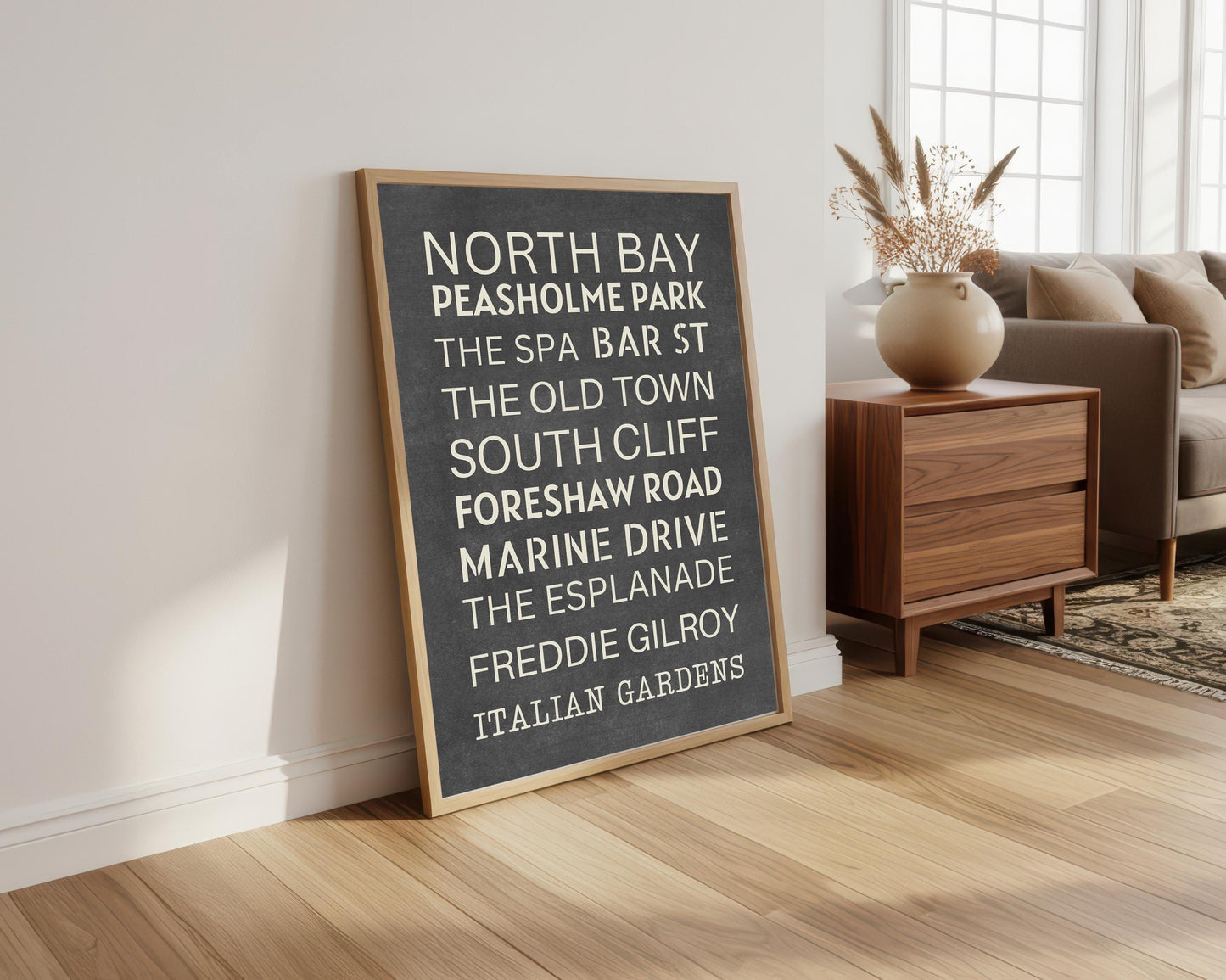 Scarborough Typography Print: Road Names, Seaside Art