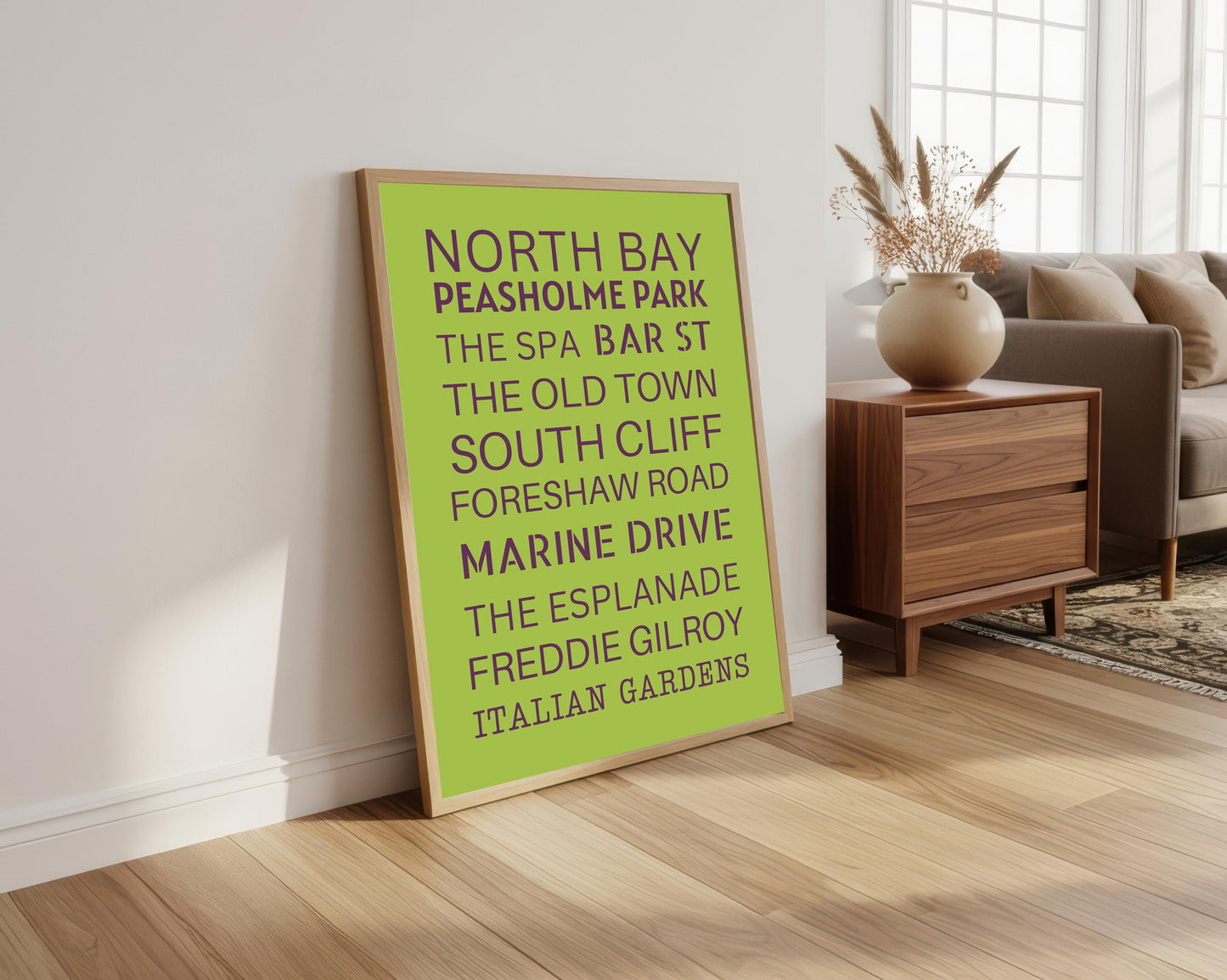 Scarborough Typography Print: Seaside Road Names, Hallway Art