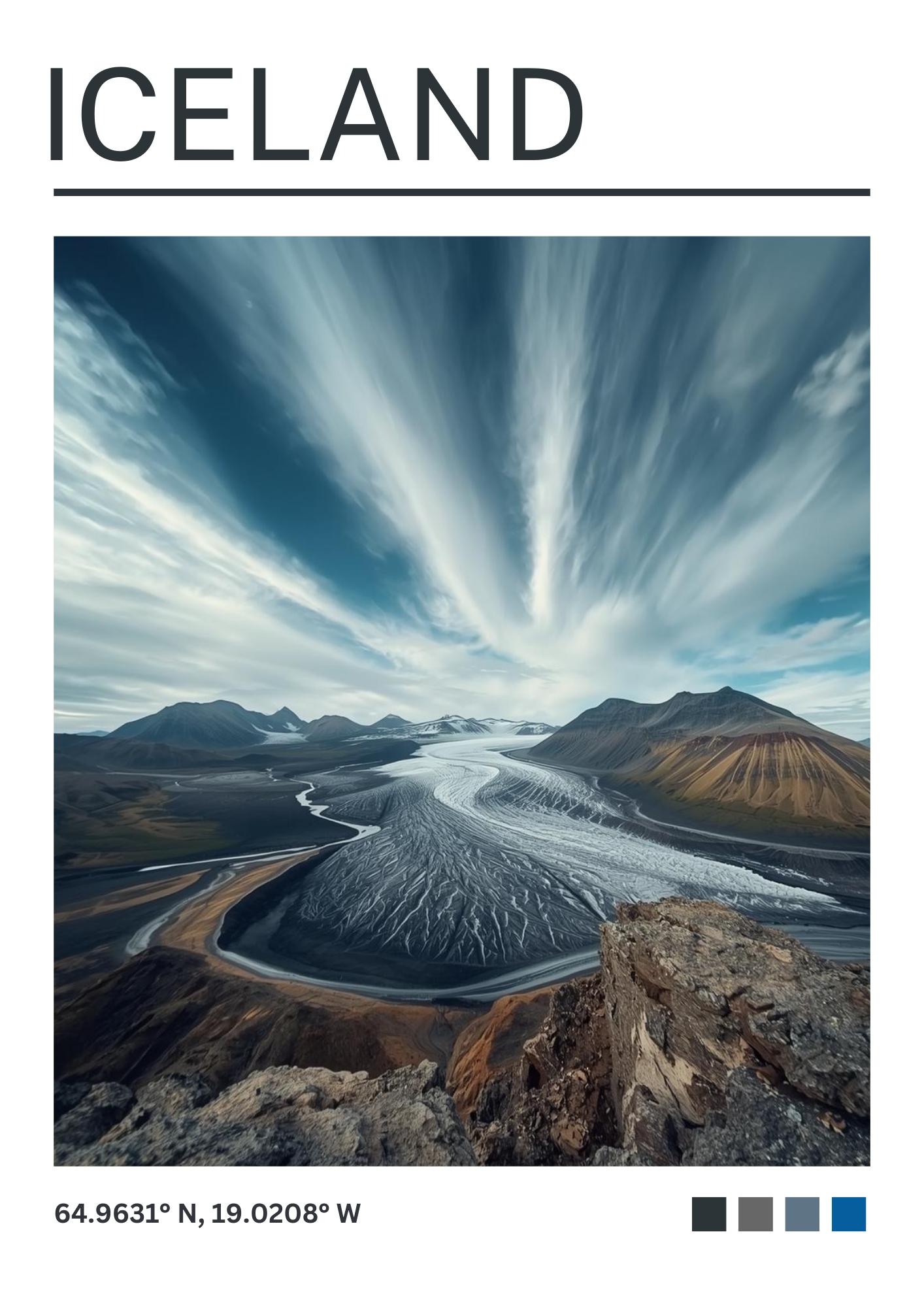 Iceland Art Print: Satin Travel Poster