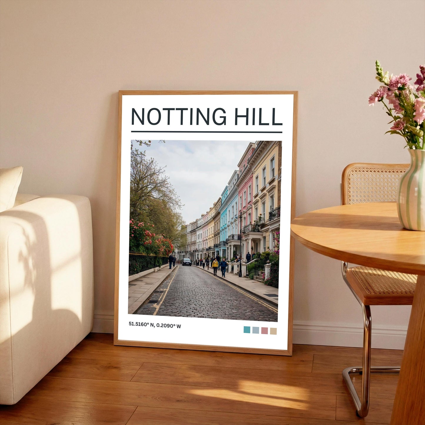 Notting Hill Art Print: London Travel Poster, Satin Finish