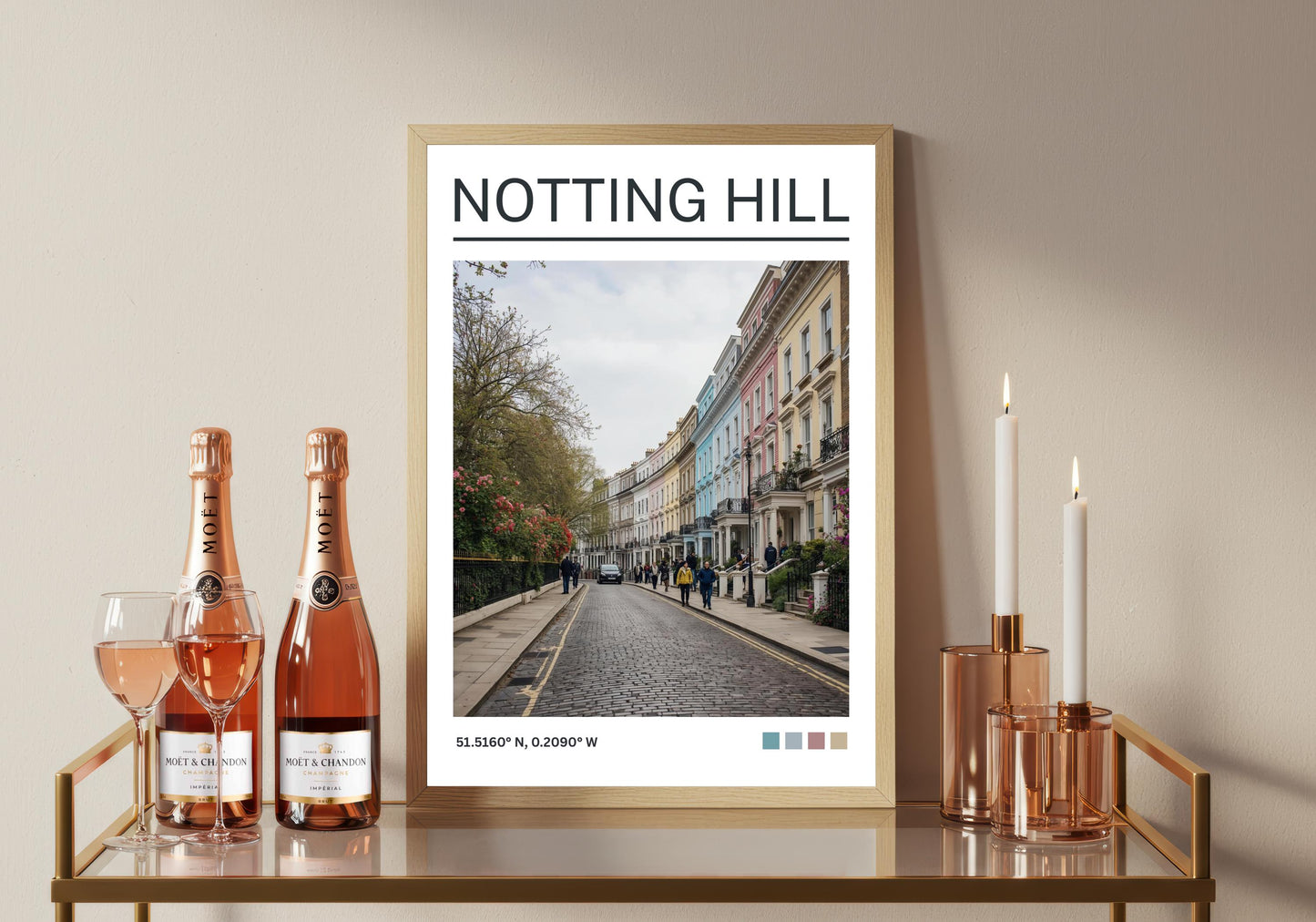 Notting Hill Art Print: London Travel Poster, Satin Finish