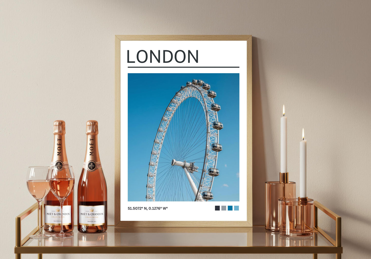 London Art Print: Satin Travel Poster, London Eye
