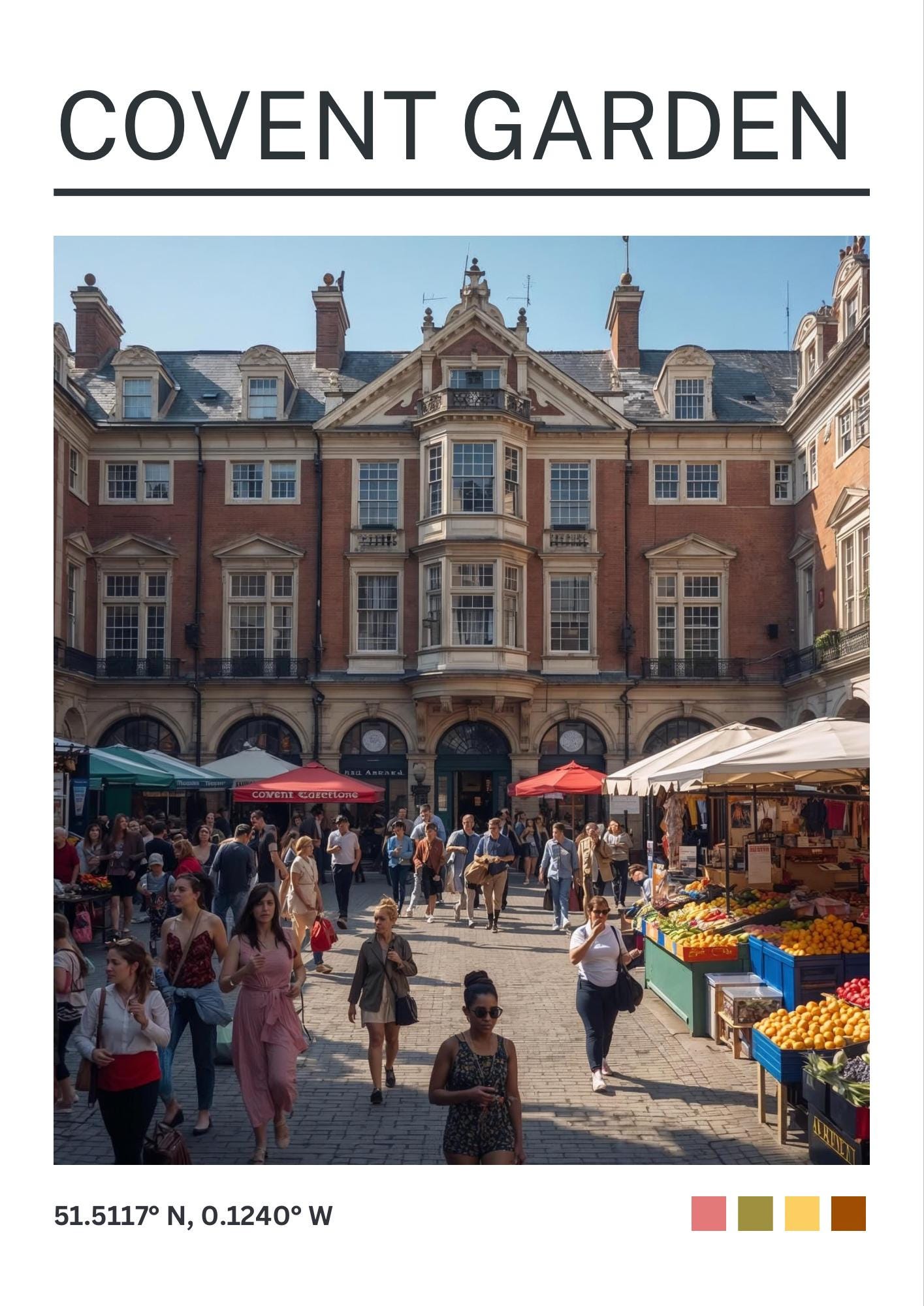 Covent Garden Art Print: Satin Travel Poster, London
