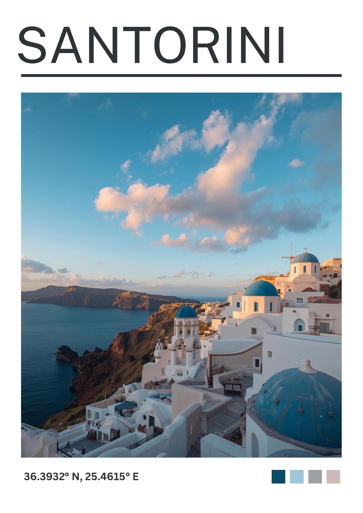 Santorini Art Print: Santorini Travel Poster