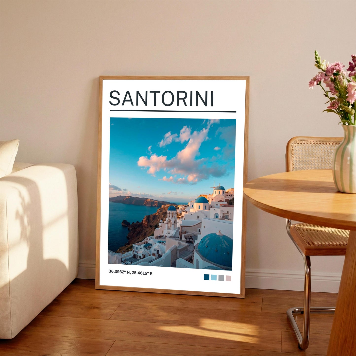 Santorini Art Print: Vintage Travel Poster, Greece