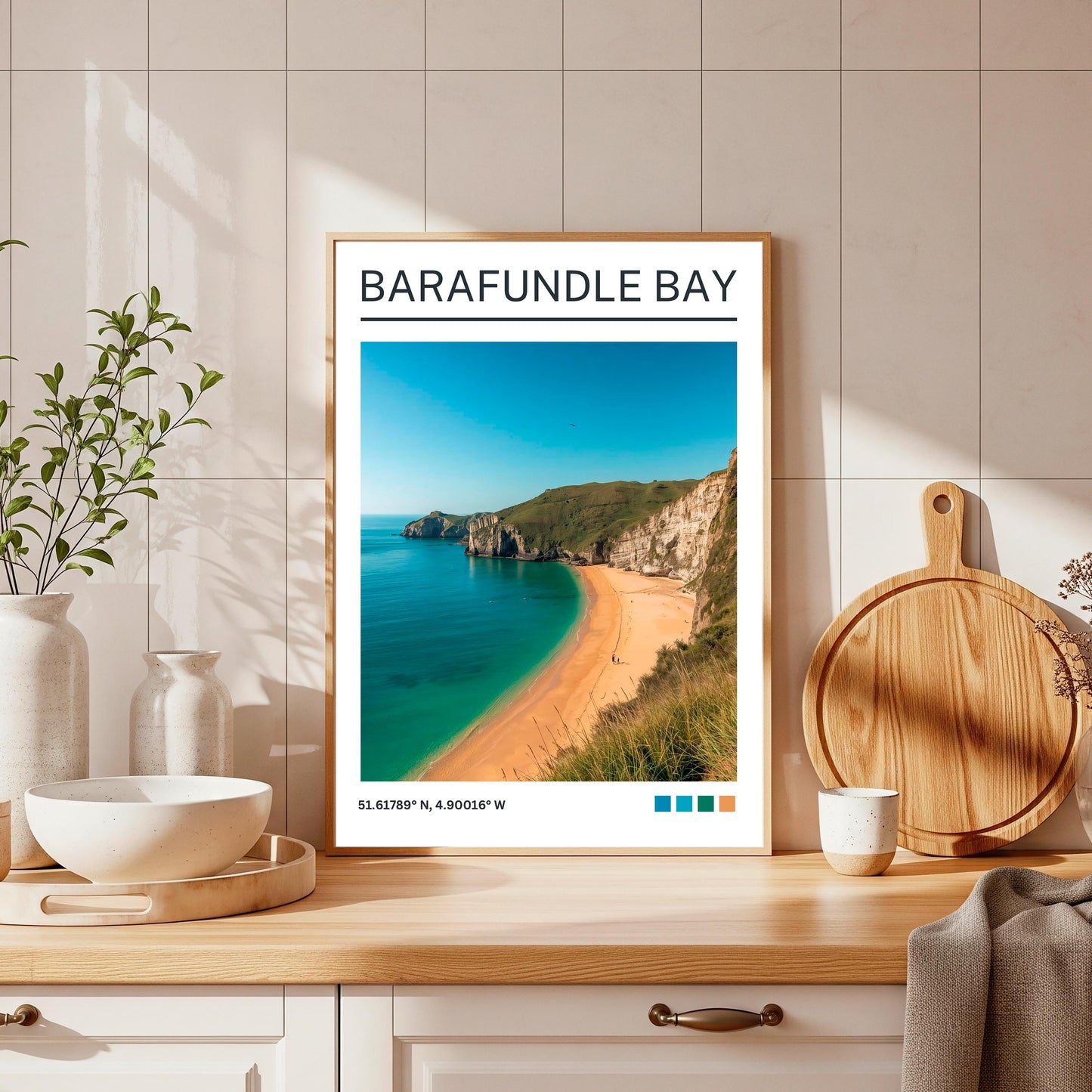 Barafundle Bay Art Print: Pembrokeshire Travel Poster