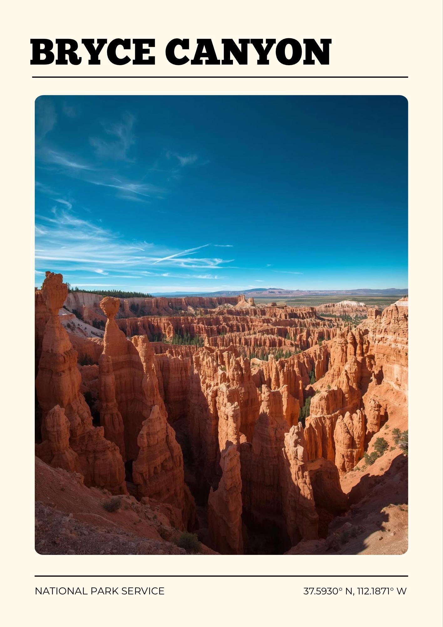 Bryce Canyon National Park Poster: Vintage Style Satin Art Print