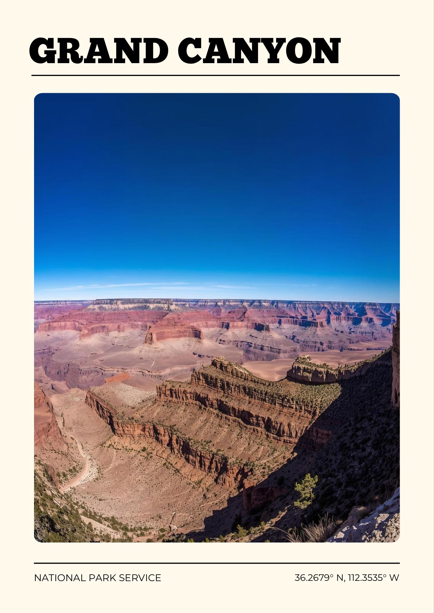 Grand Canyon National Park Poster: Vintage Style Satin Art Print