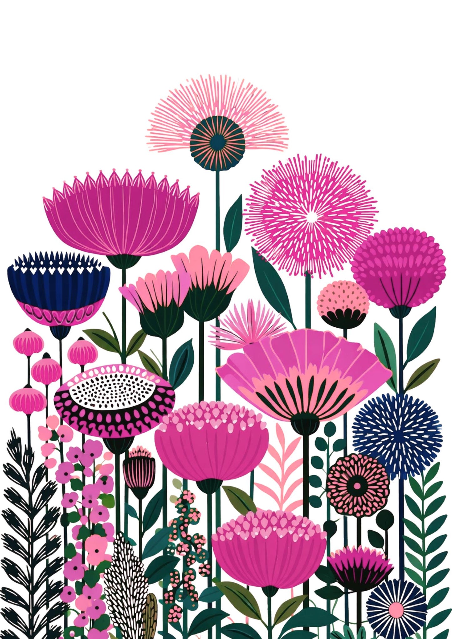 Vibrant Floral Botanical Print, Boho Flower Market Artwork, Living Room Decor