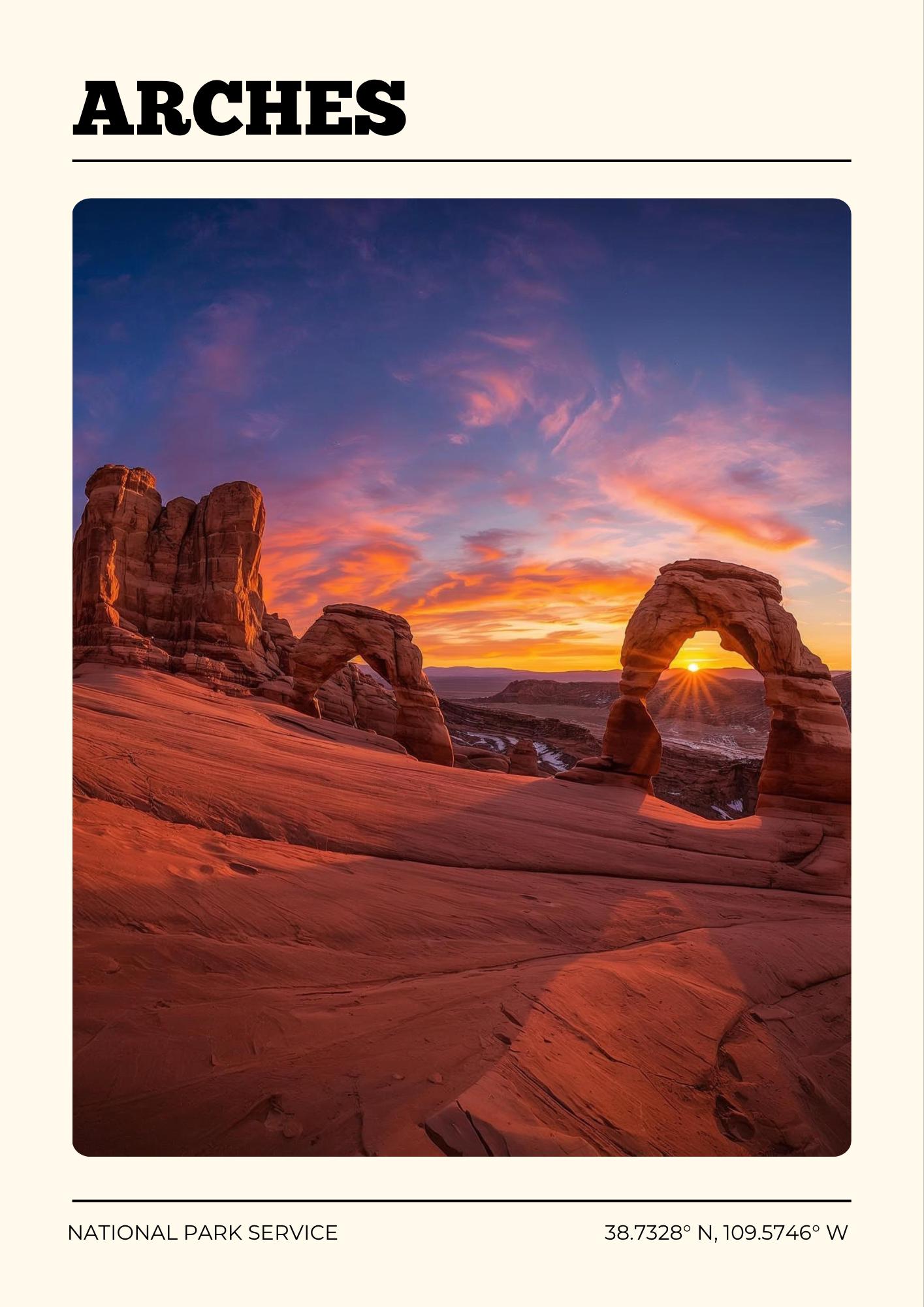 Arches National Park Poster: Vintage-Style Satin Art Print