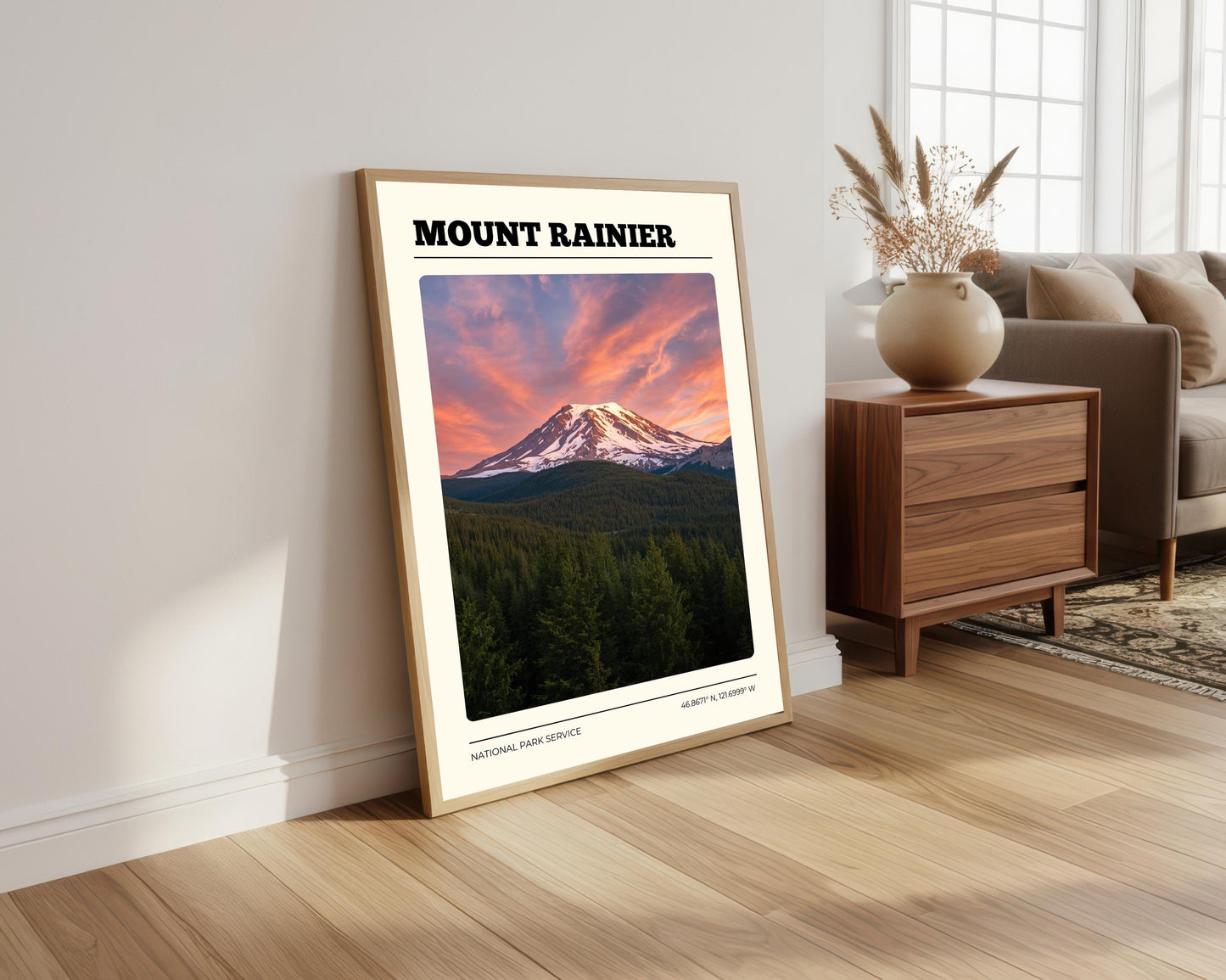 Mount Rainier National Park Poster: Vintage-Style Satin Art Print