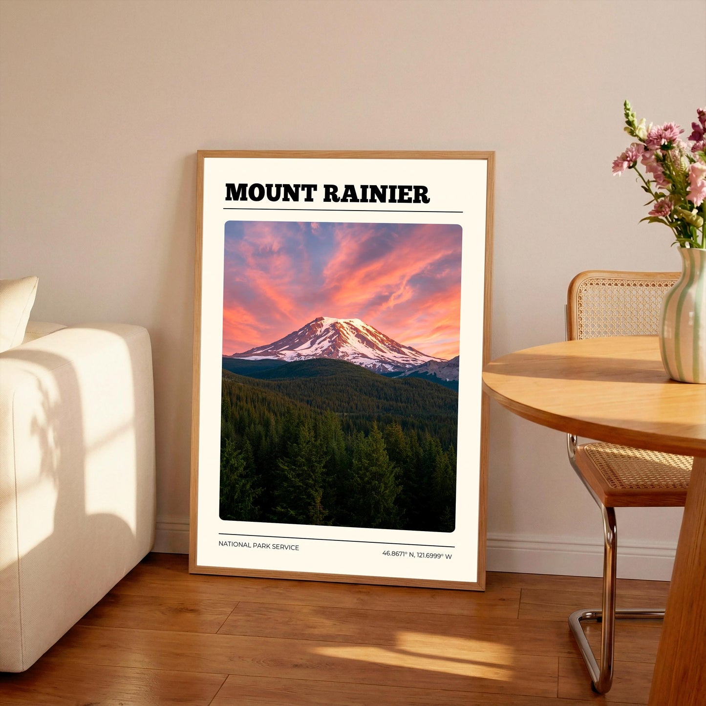 Mount Rainier National Park Poster: Vintage-Style Satin Art Print