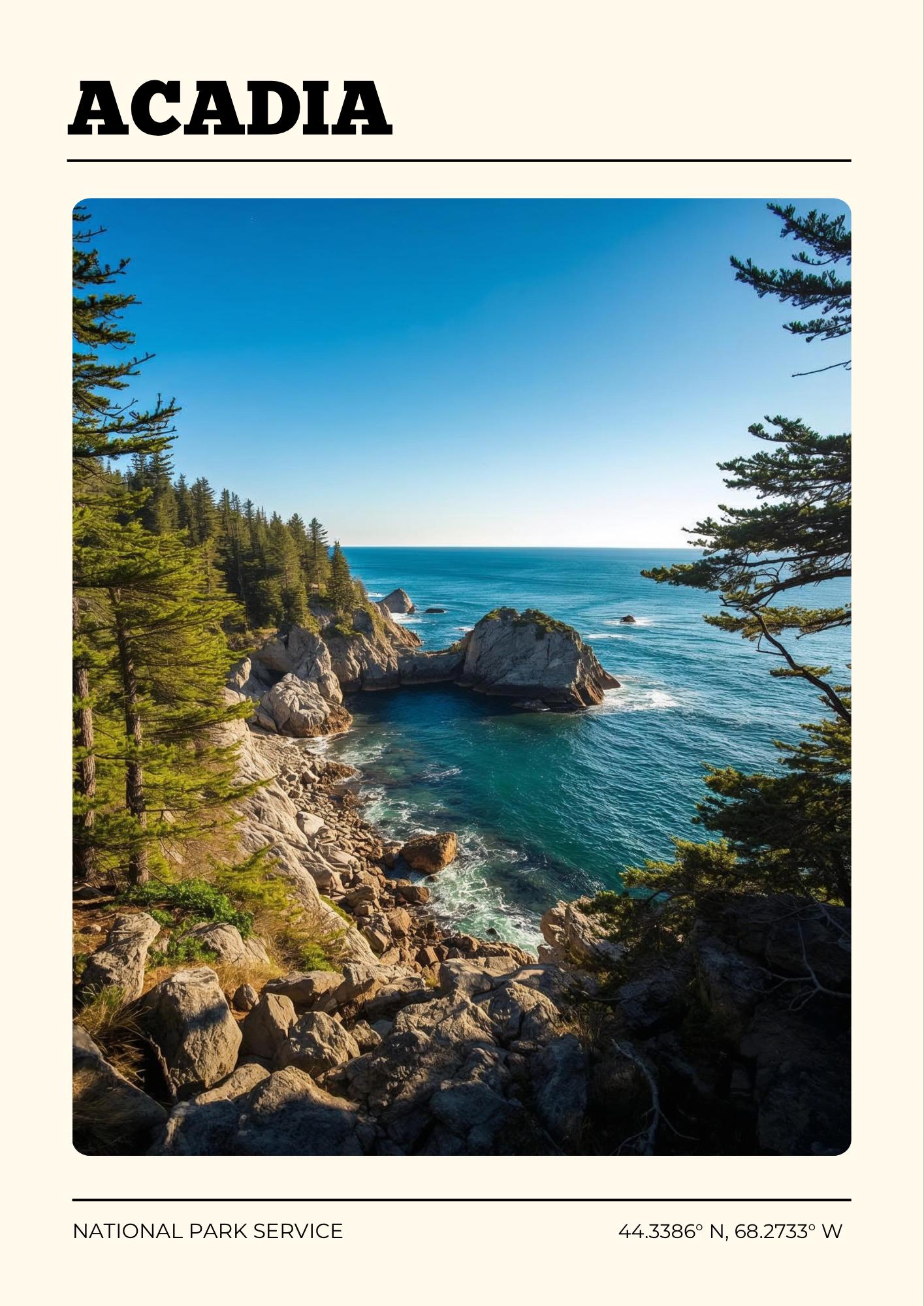 Acadia National Park Poster: Vintage-Style Satin Art Print
