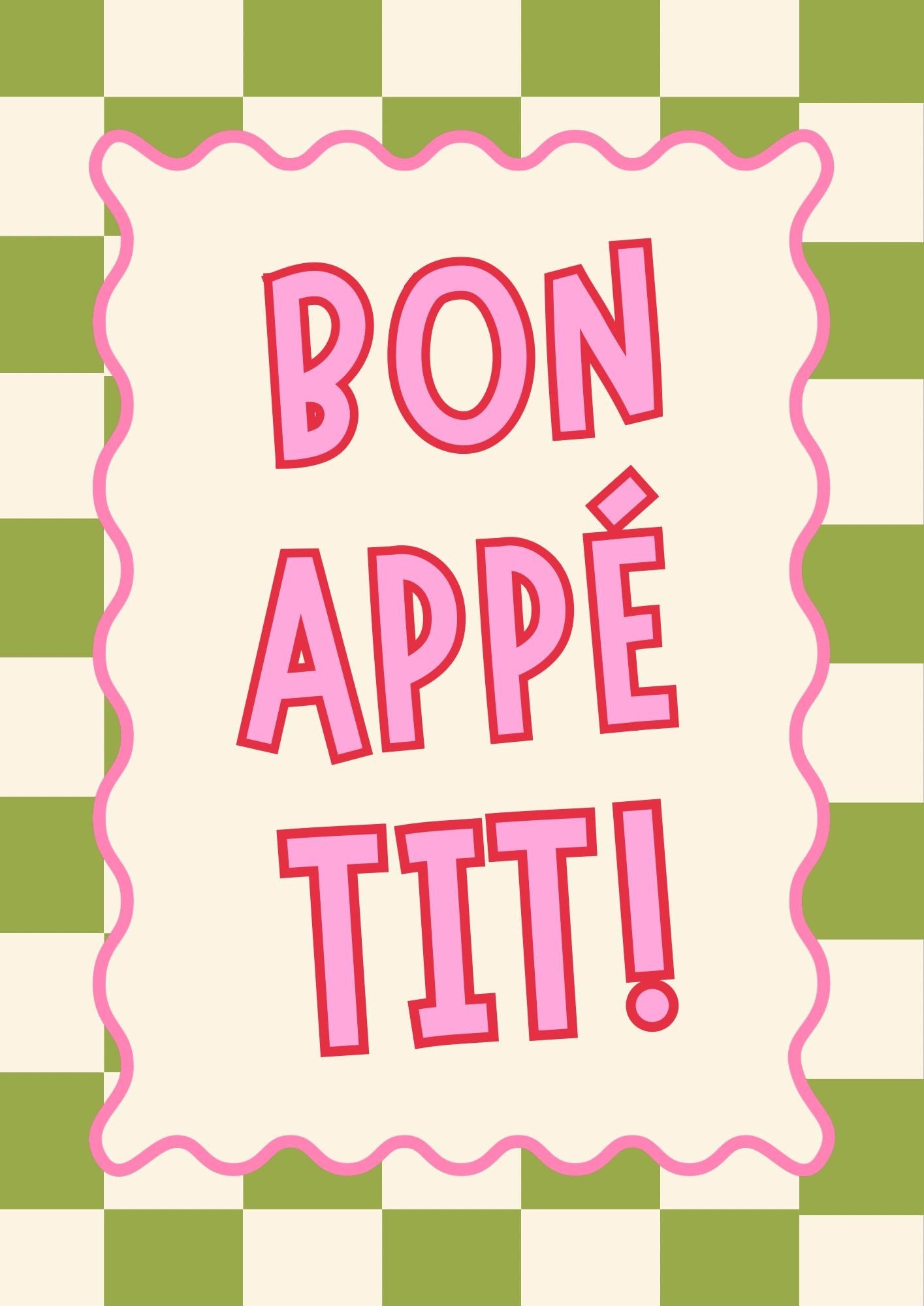 Bon Appétit Kitchen Poster: Retro Foodie Wall Art