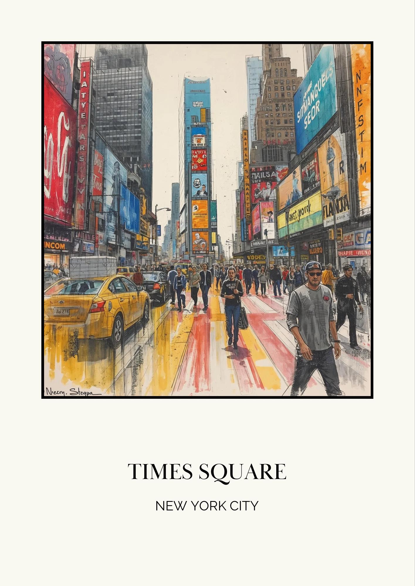 New York Times Square Art Print: NYC Travel Poster