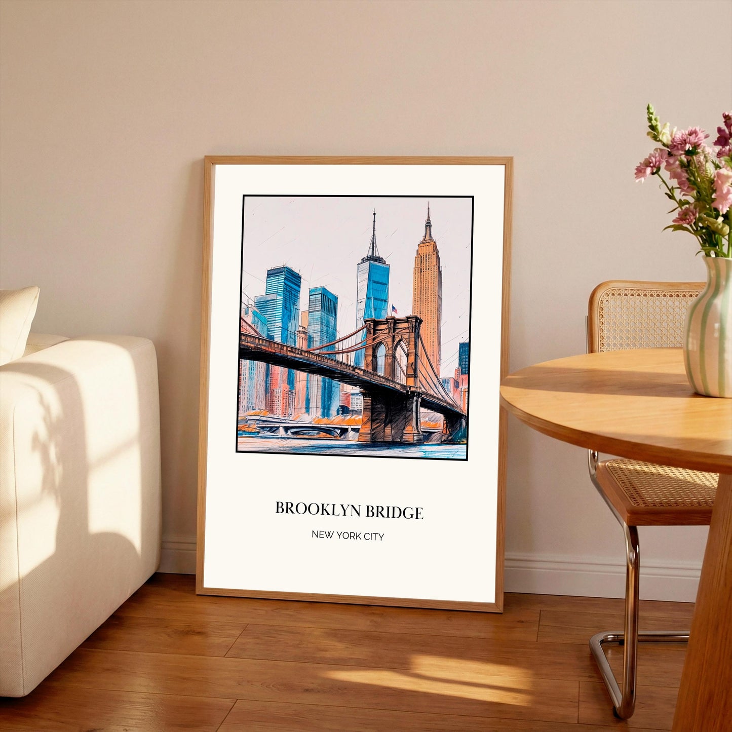 New York Brooklyn Bridge Art Print: NYC Travel Poster