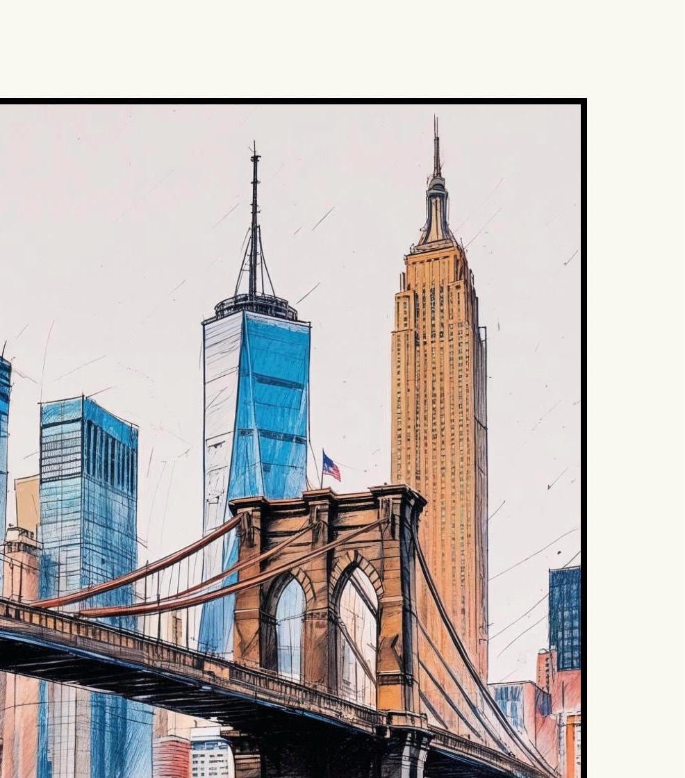 New York Brooklyn Bridge Art Print: NYC Travel Poster