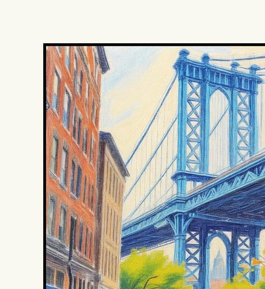 New York Manhattan Bridge Art Print: NYC Travel Poster