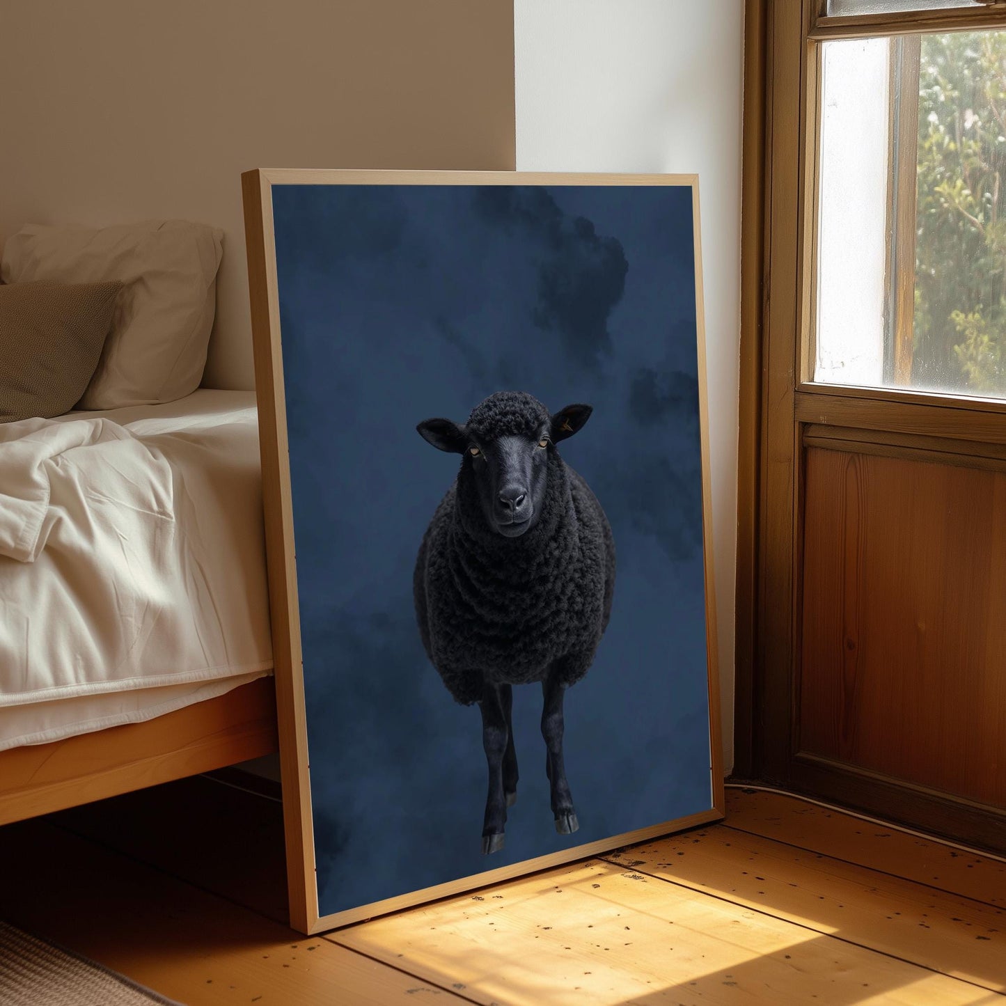 Black Sheep Art Print: Moody Charcoal Silhouette, Gallery Wall Decor