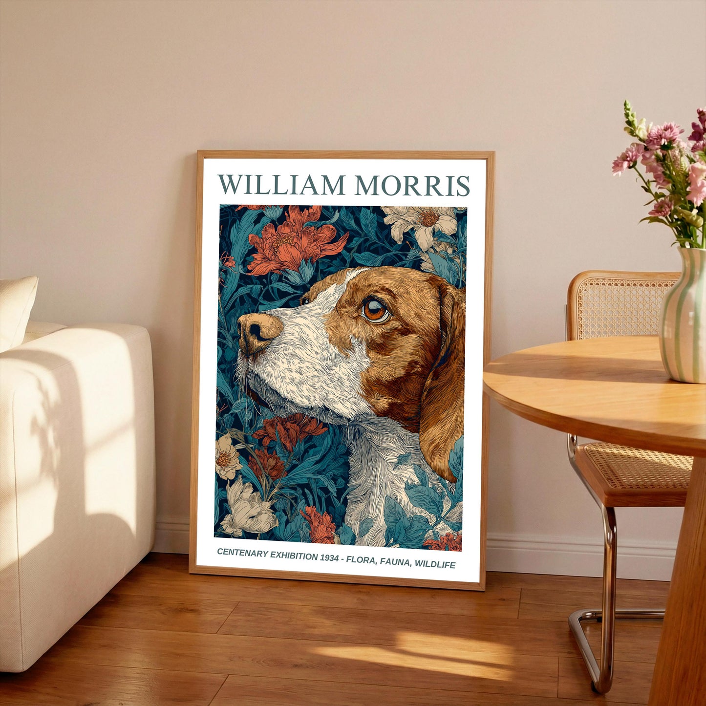 William Morris Floral, Fauna, Wildlife Print: Art Nouveau Home Decor, Spaniel