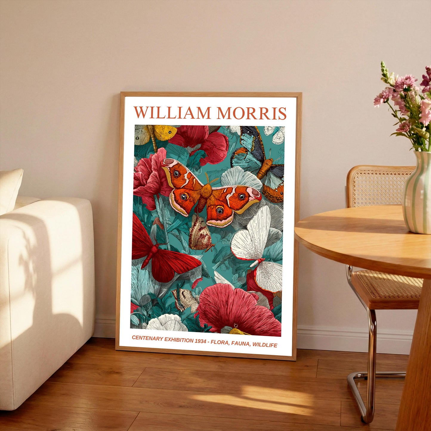 William Morris Floral, Fauna, Wildlife Print: Art Nouveau Home Decor, Butterfly