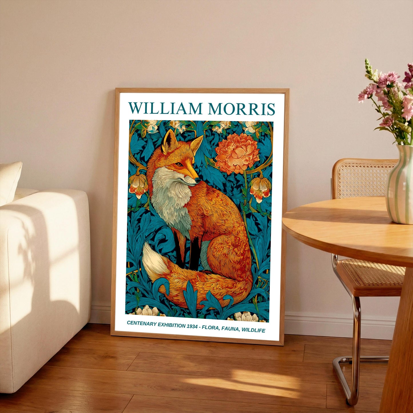 William Morris Floral, Fauna, Wildlife Print: Art Nouveau Home Decor, Fox