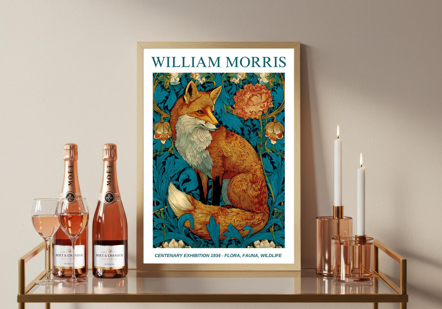 William Morris Floral, Fauna, Wildlife Print: Art Nouveau Home Decor, Fox