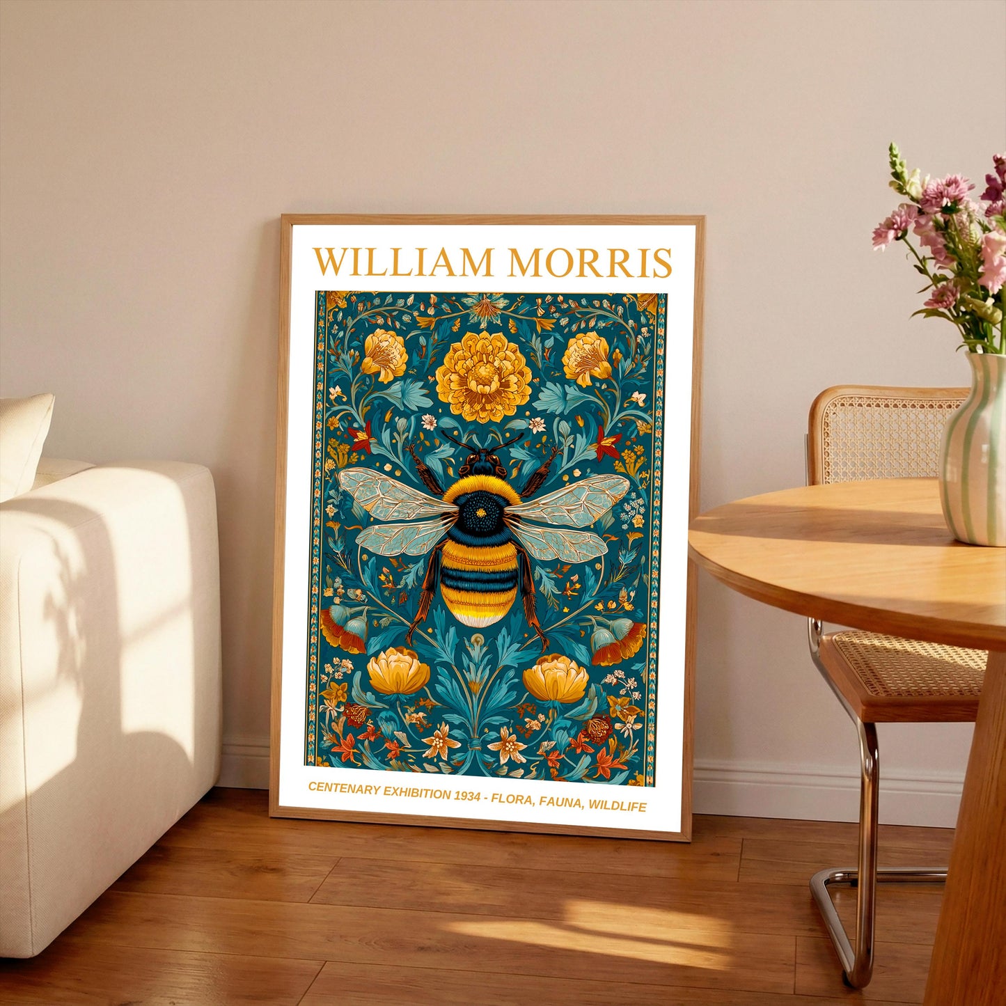 William Morris Floral, Fauna, Wildlife Print: Art Nouveau Home Decor, Bee