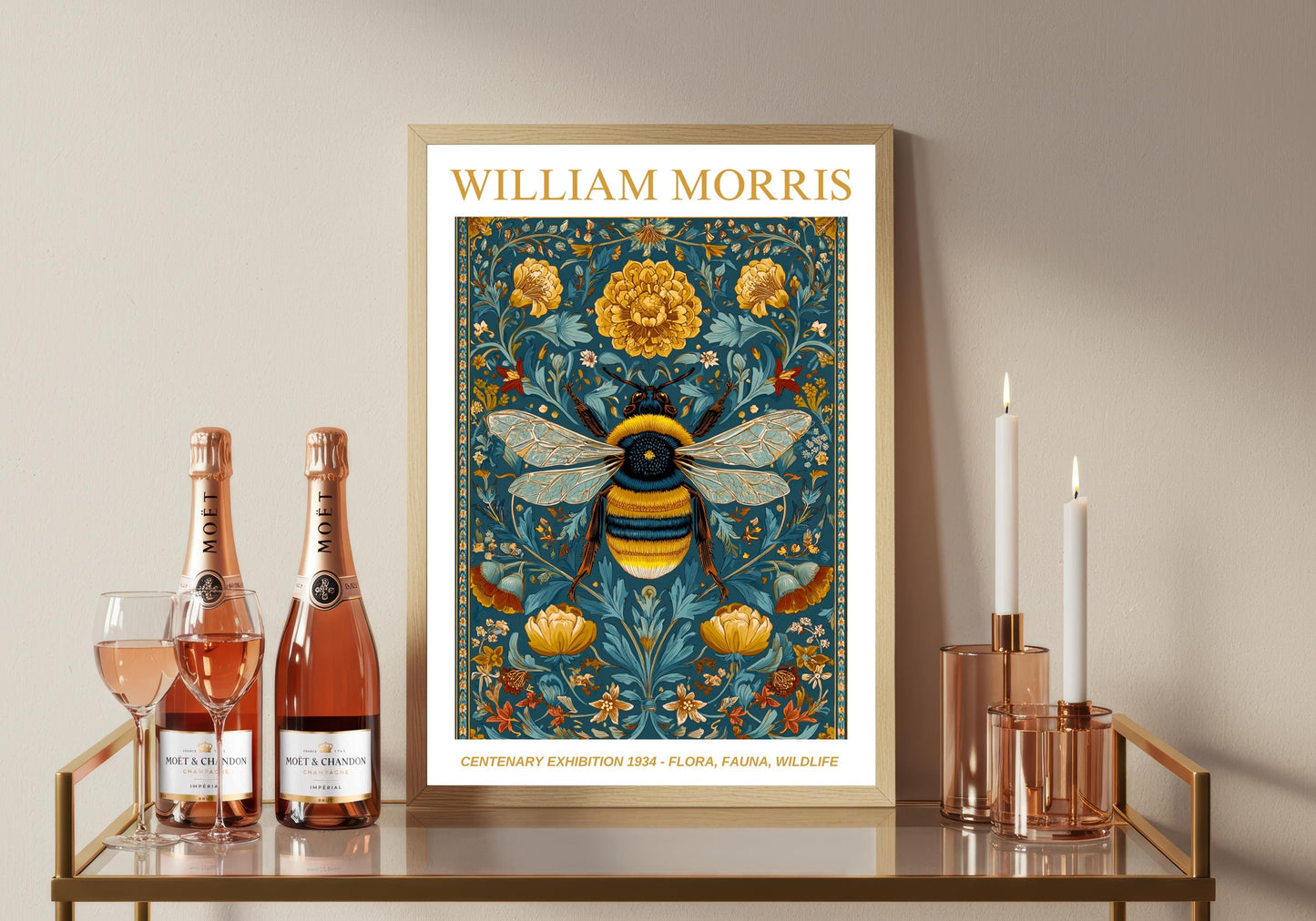 William Morris Floral, Fauna, Wildlife Print: Art Nouveau Home Decor, Bee