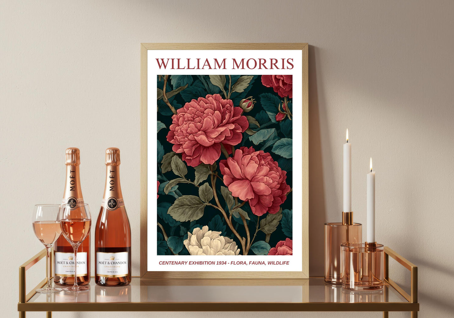 William Morris Floral, Fauna, Wildlife Print: Art Nouveau Home Decor, Rose